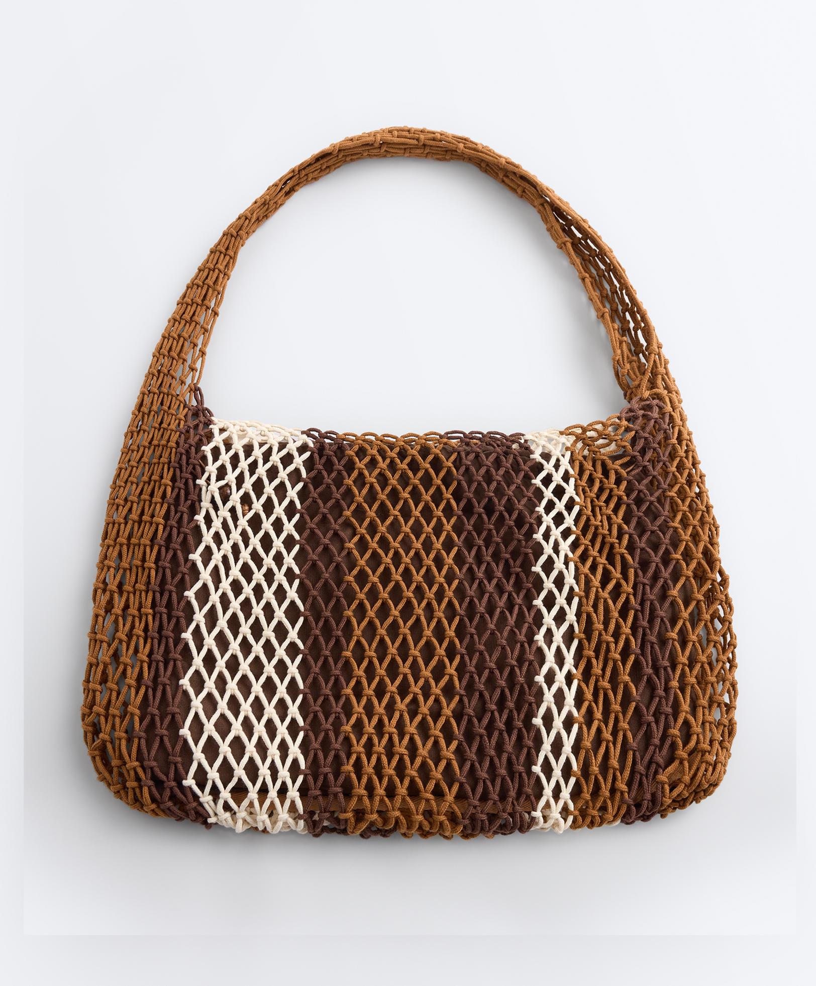 Striped mesh bag — TOFFEE