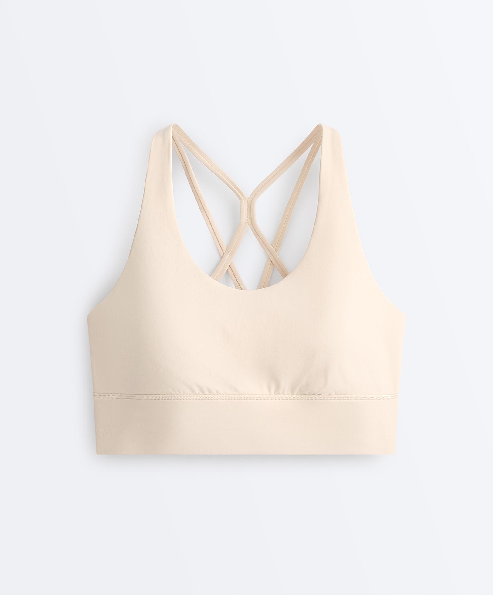 Medium-support Comfortlux sports bra with cups — SAND
