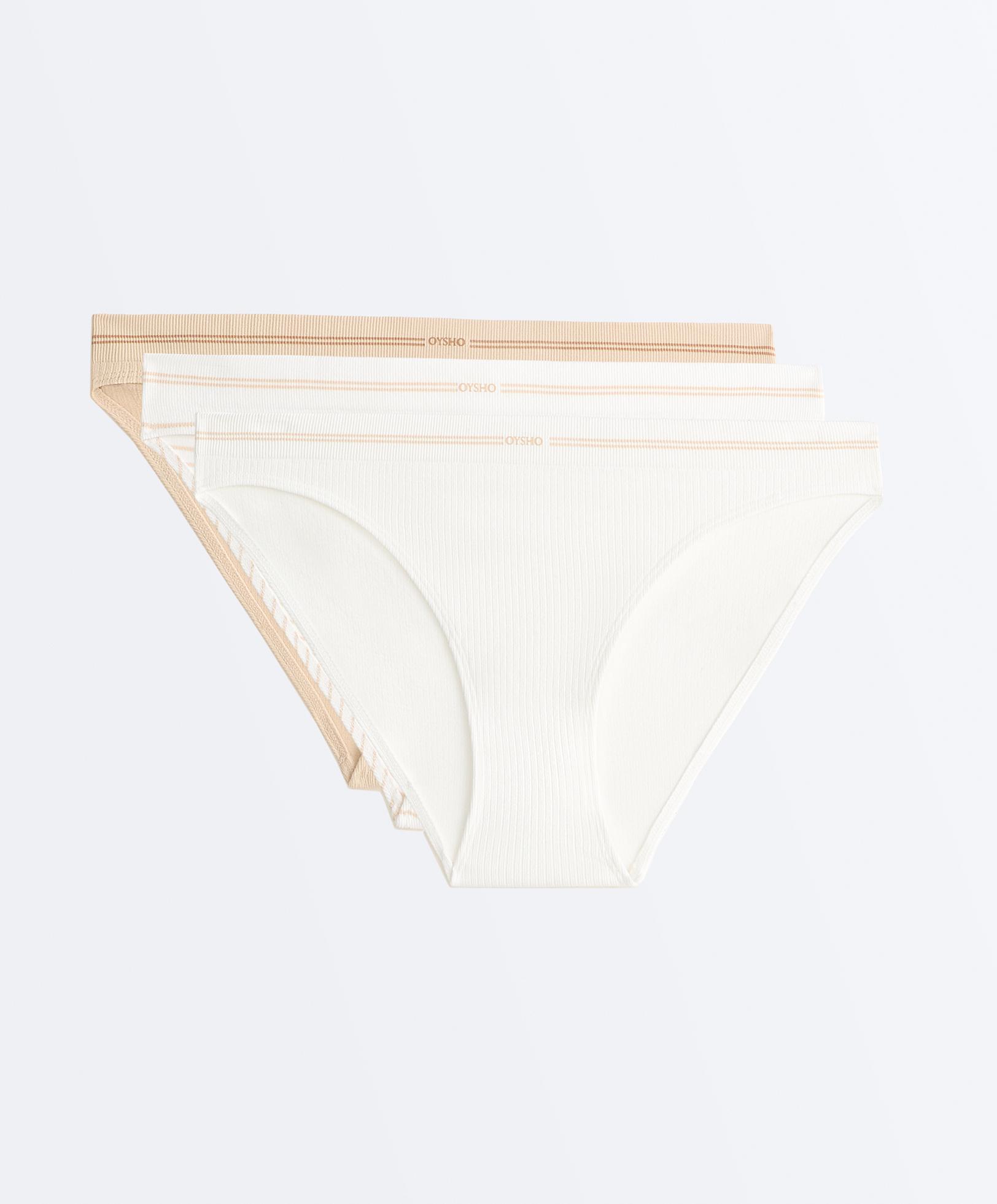 3 seamless rib polyamide blend classic briefs — WHITE