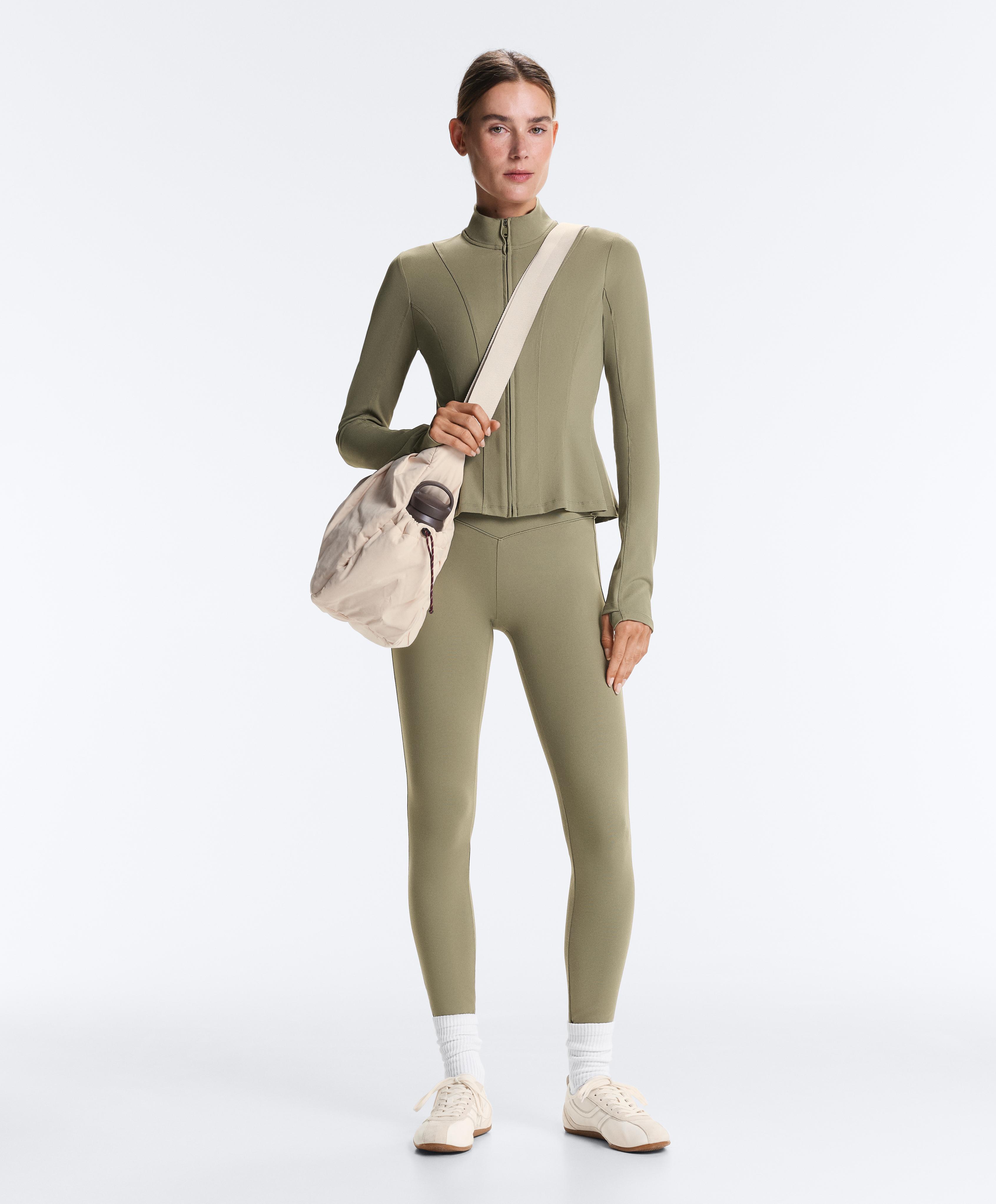 Evermove peplum technical jacket — WASHED KHAKI