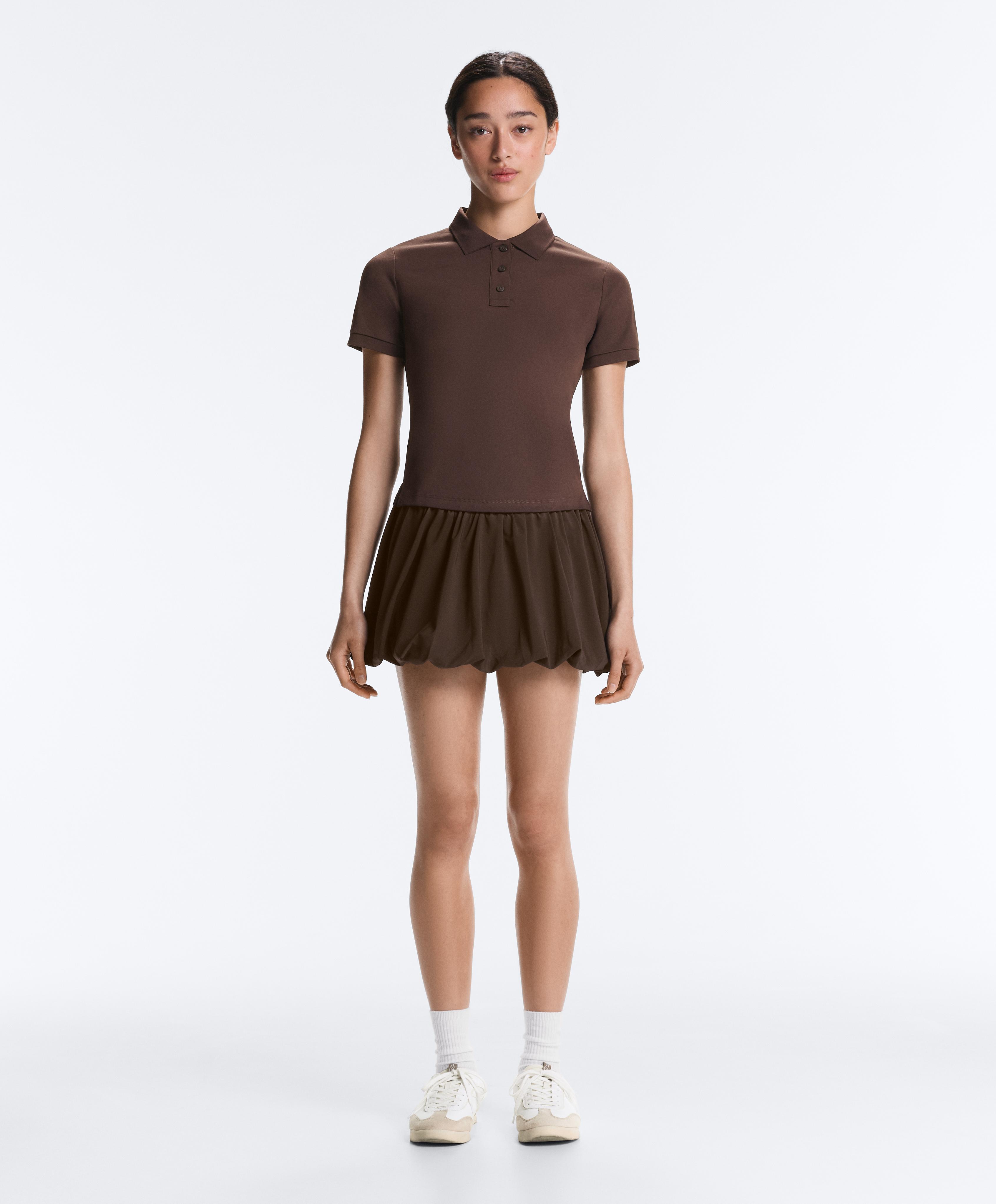 Slim-fit piqué cotton polo shirt — DARK BROWN