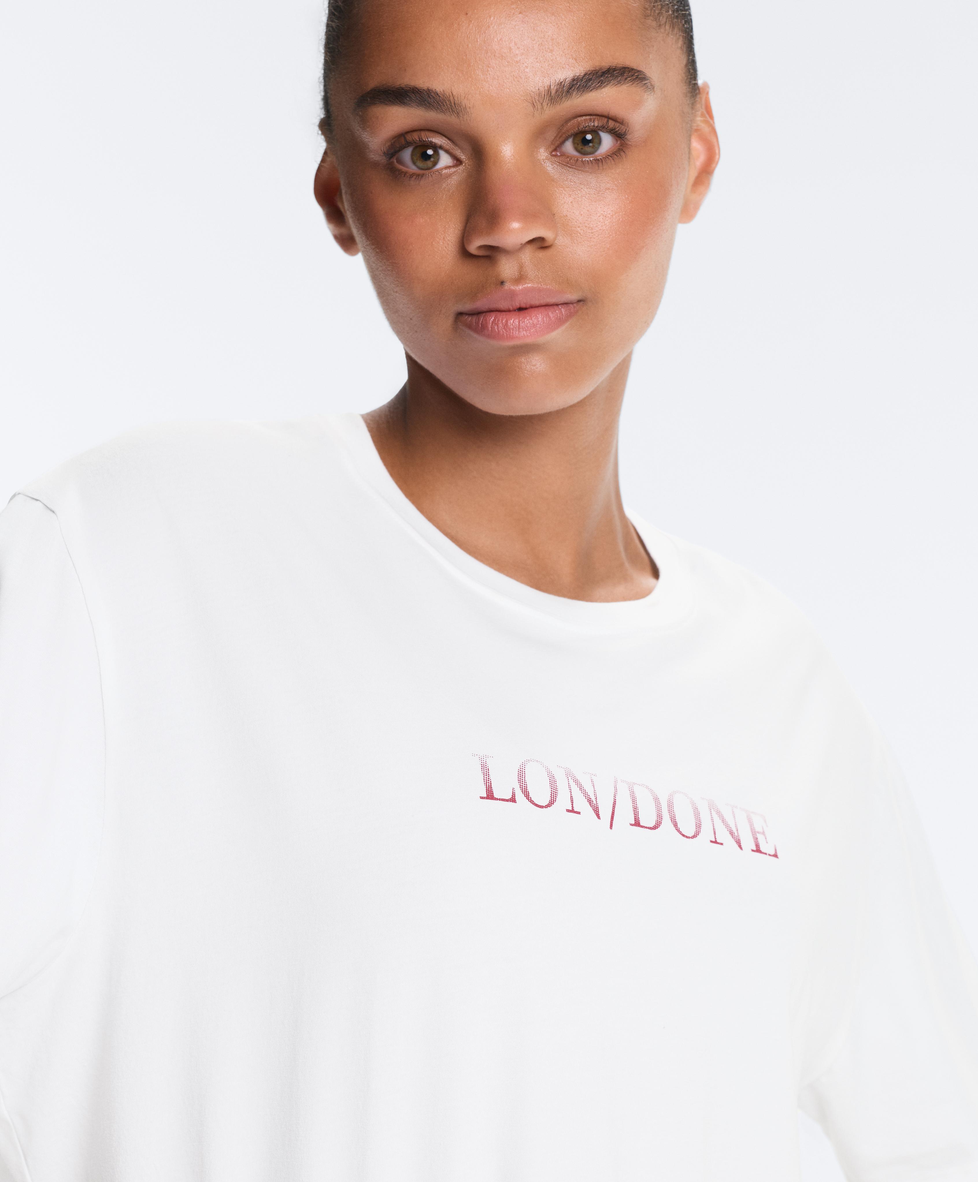 Boxy cotton blend T-shirt London — WHITE 