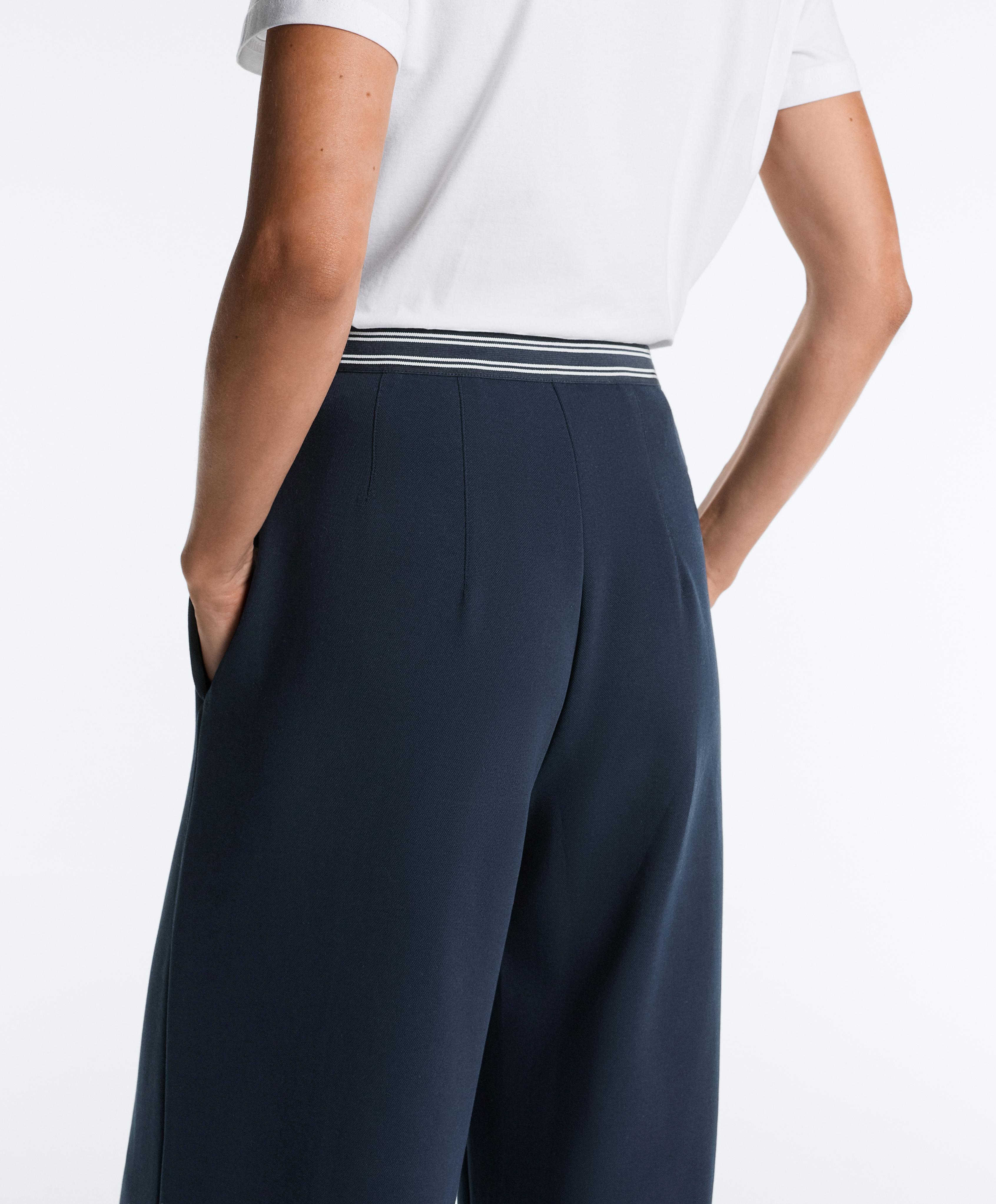Straight-leg piqué trousers with cotton and contrast Piping Straight-leg piqué trousers with cotton and contrast Piping