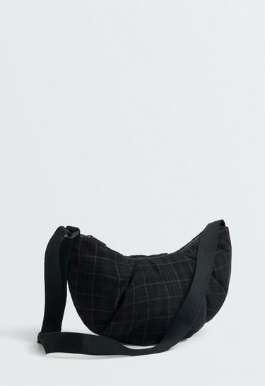 Micro-corduroy crossbody bag with checked print — CHECK 4