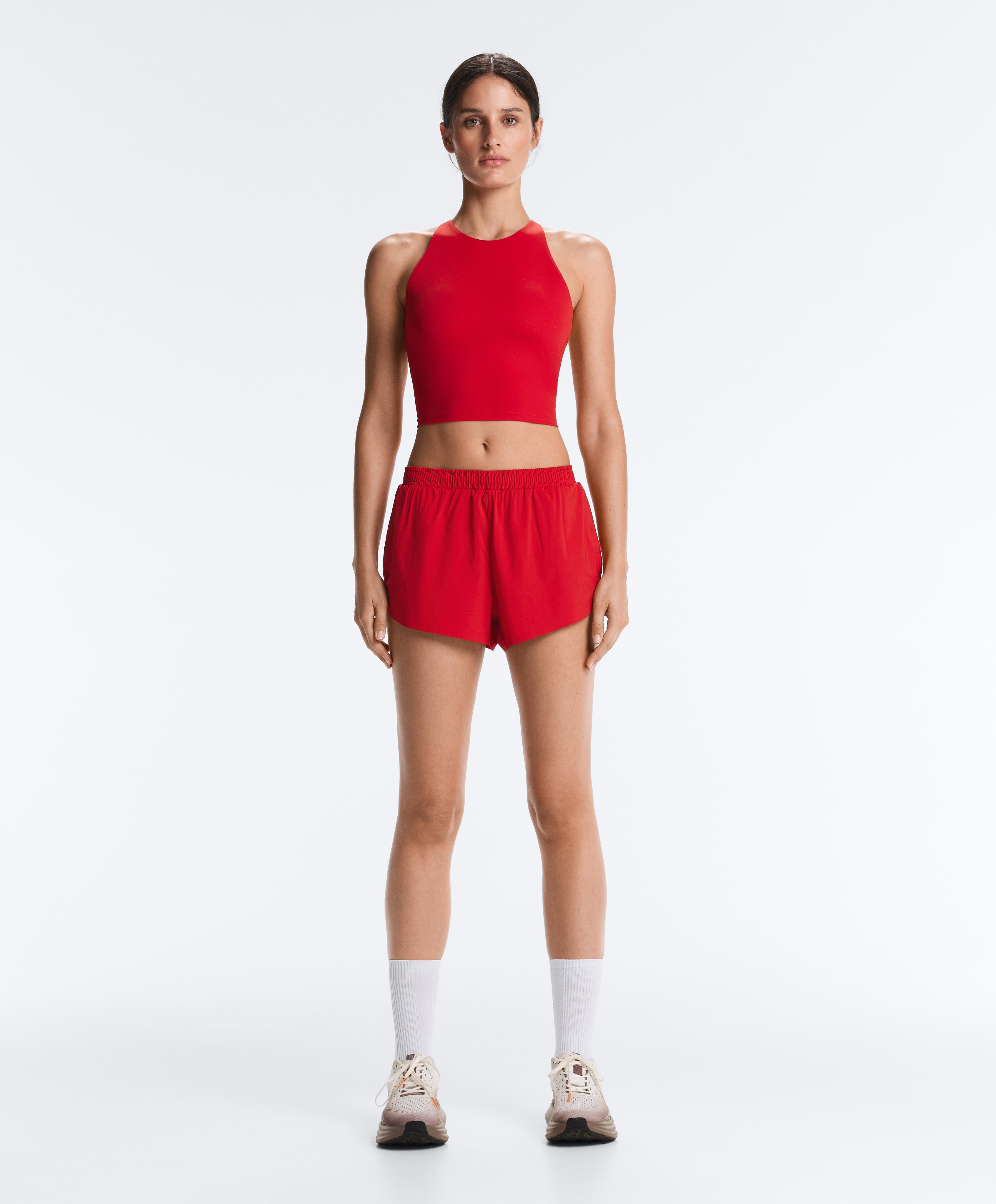 Comfortlux strappy tank top with cups — STRONG RED