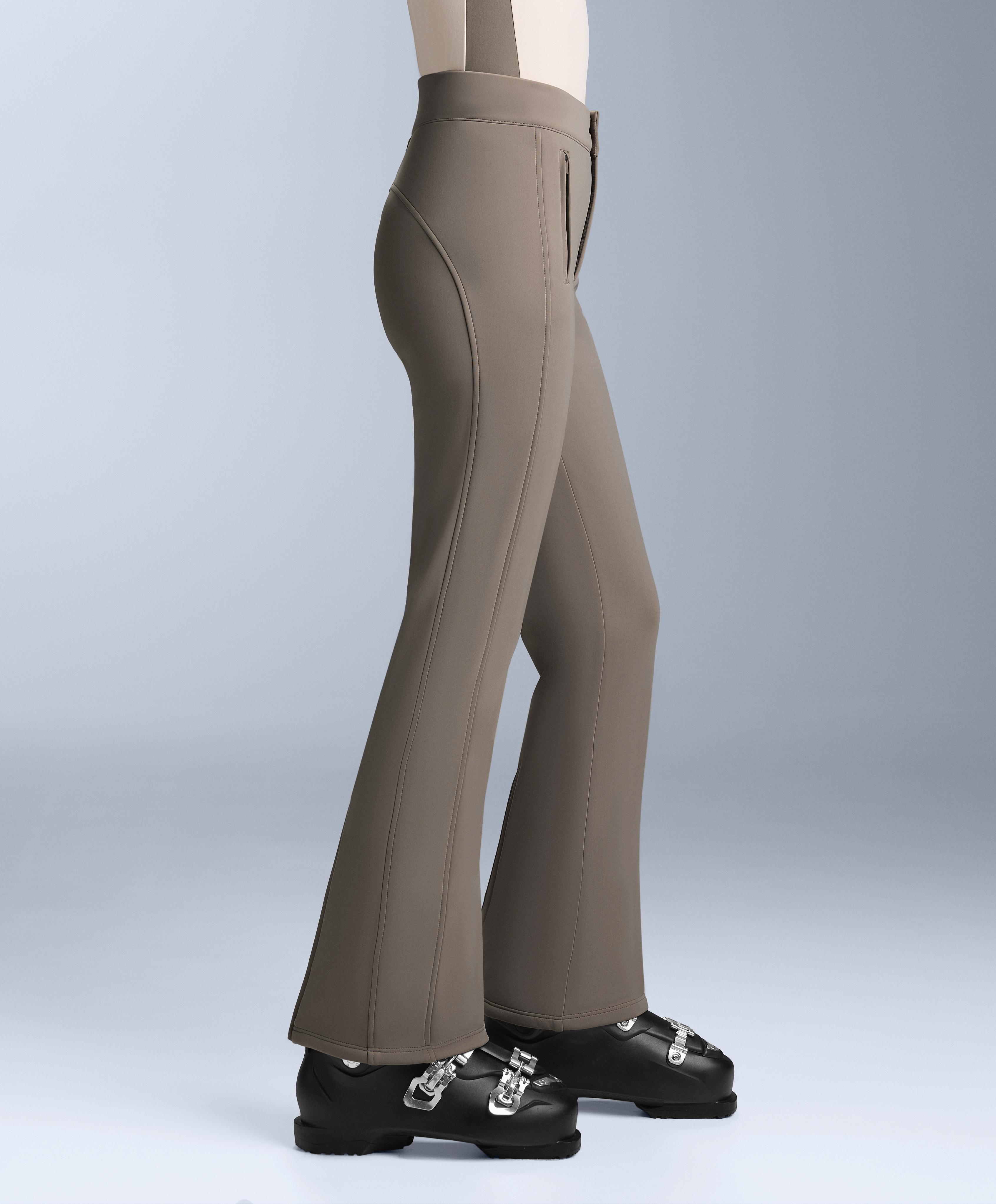 Water-resistant flare stretch SKI trousers — DARK TAUPE