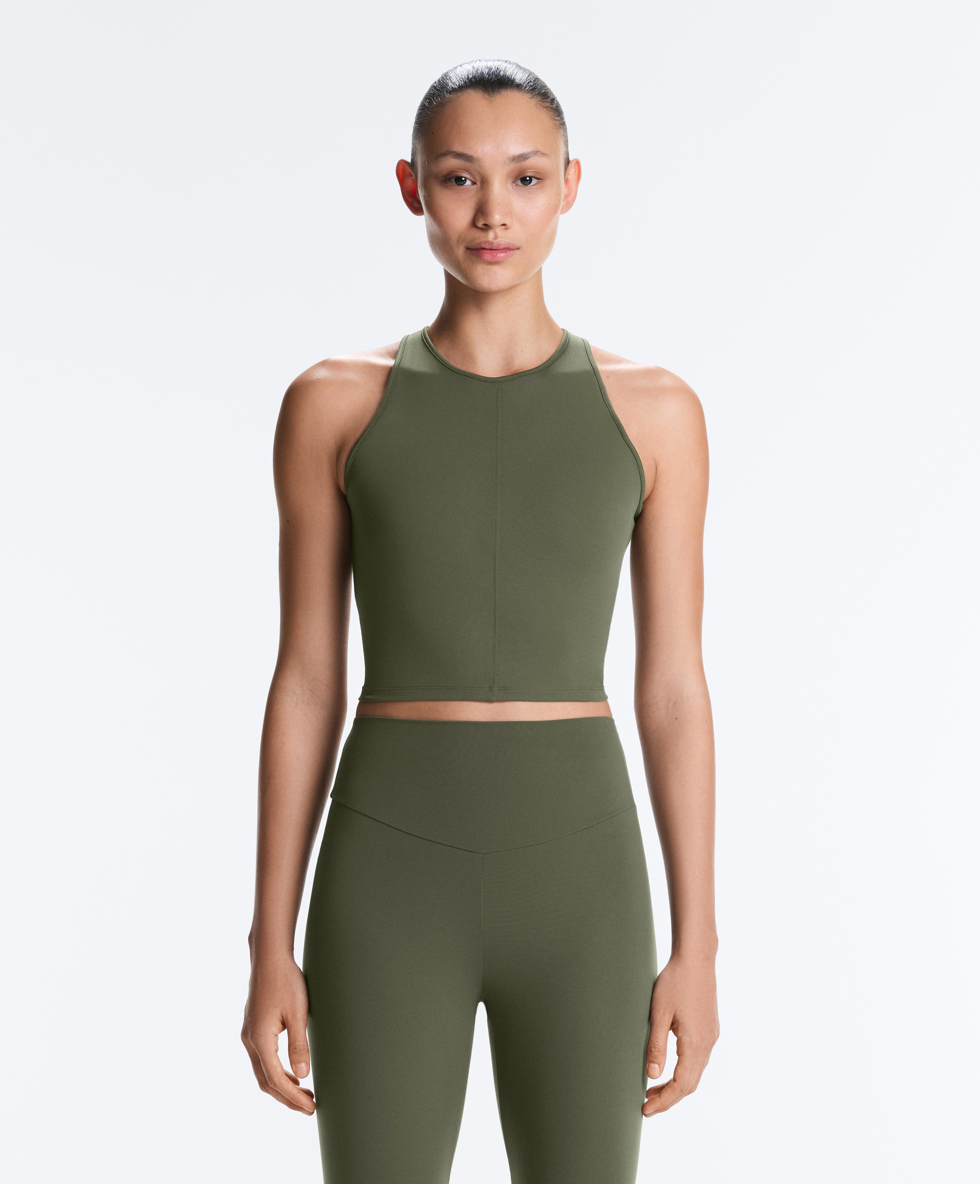 Comfortlux open back halter tank top — DARK GREEN
