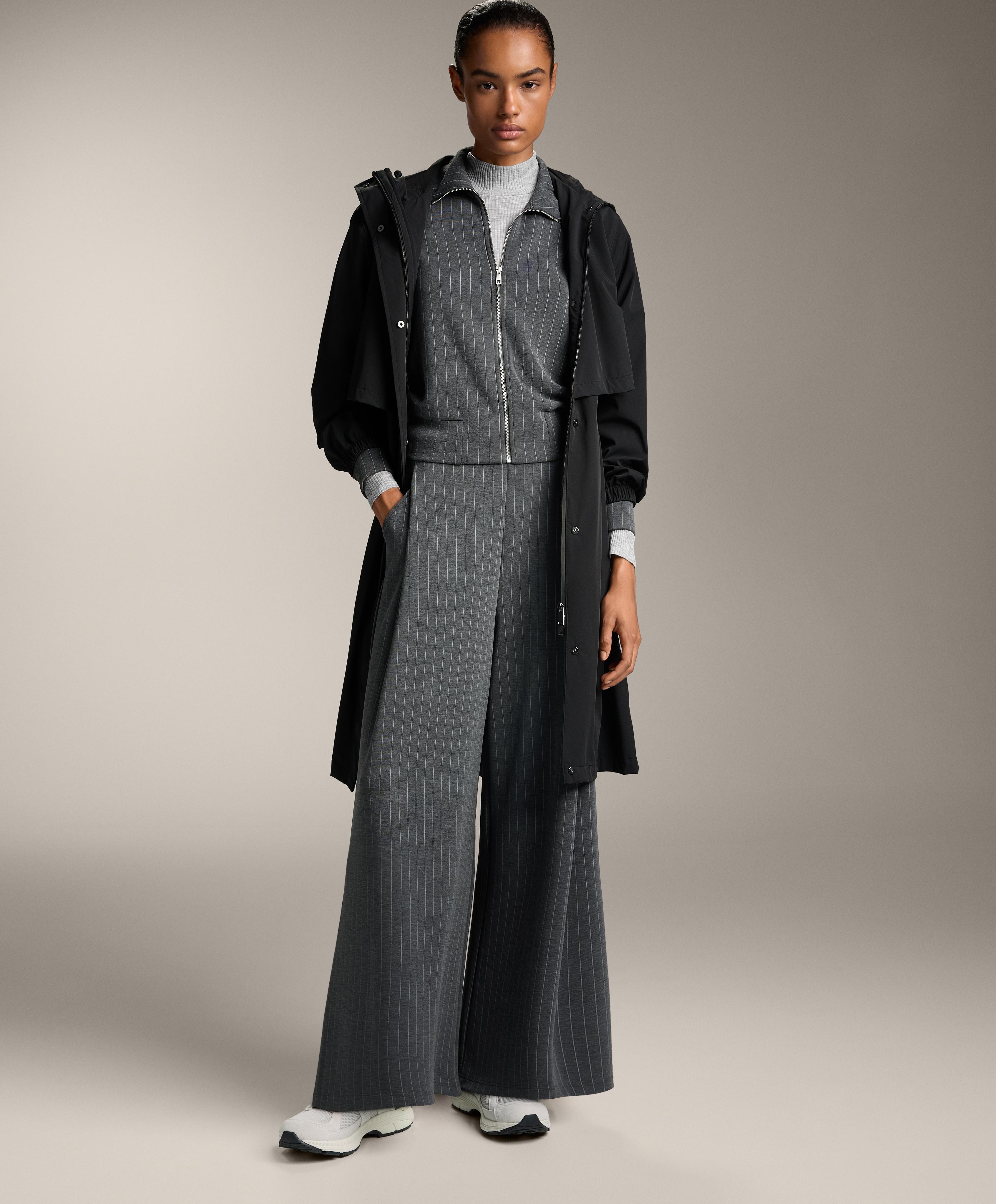 Wide leg striped trousers with soft touch modal