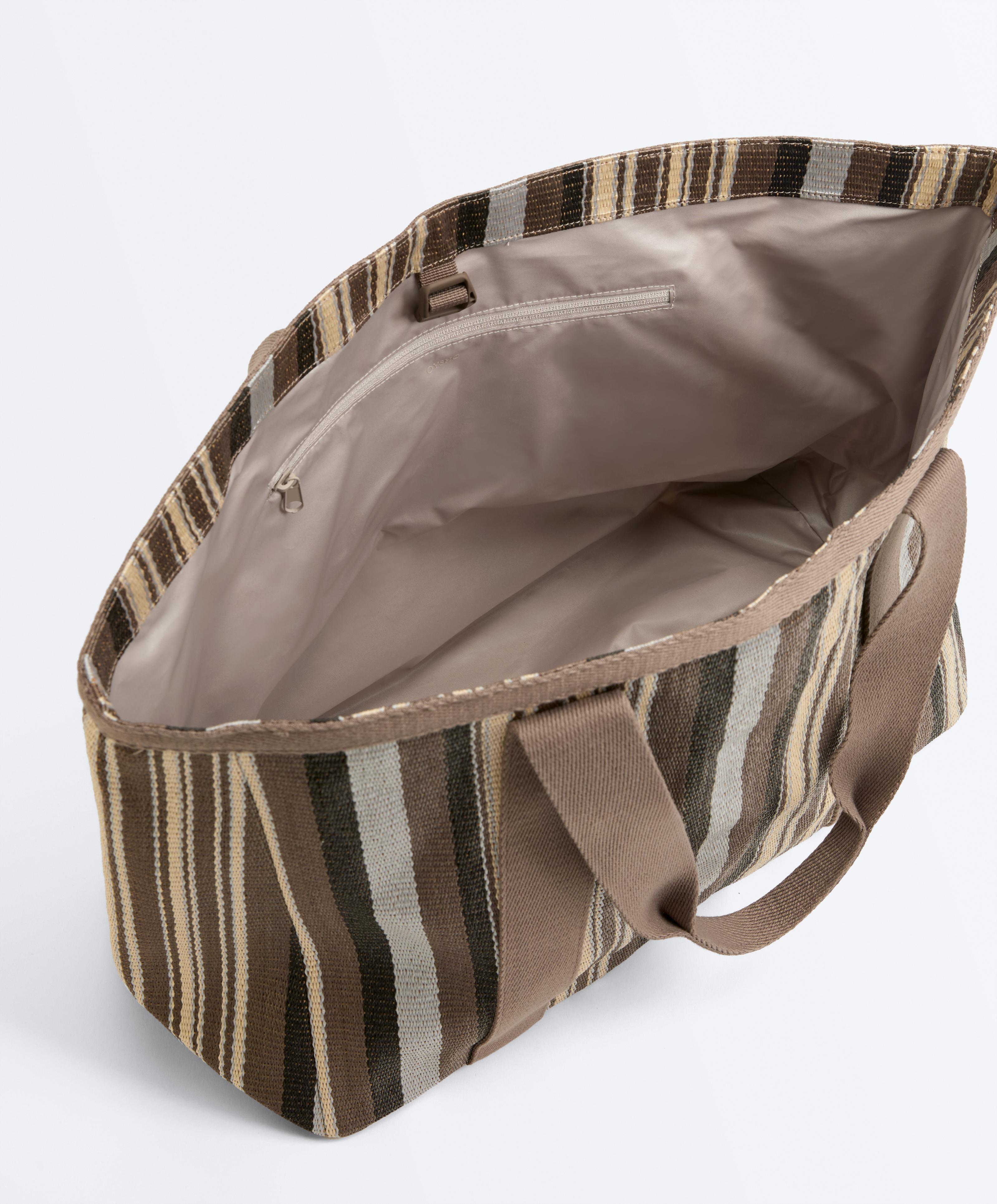 Striped tote bag — BROWN