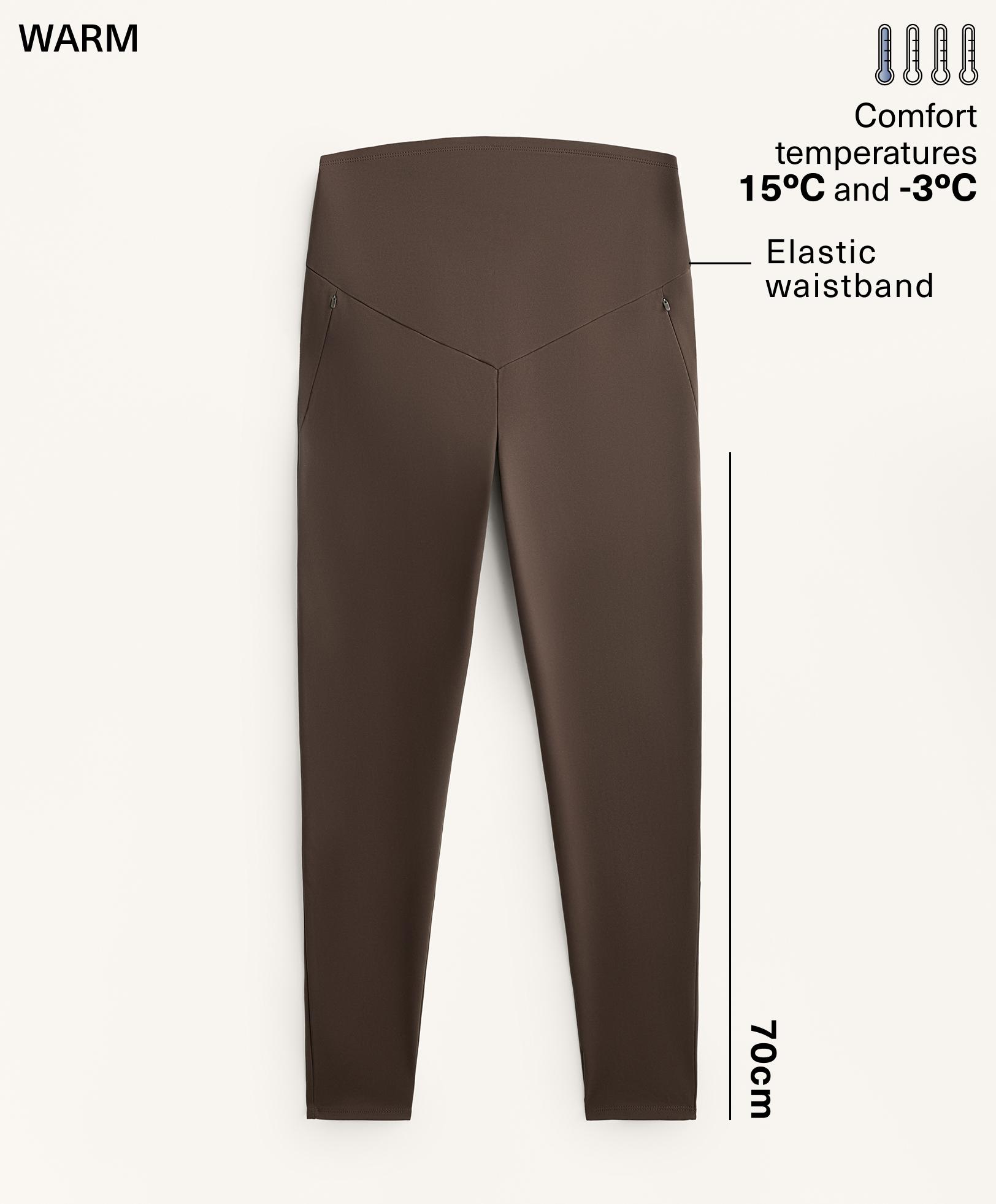 70cm warm maternity ankle-length leggings — DARK REDDISH‑BROWN