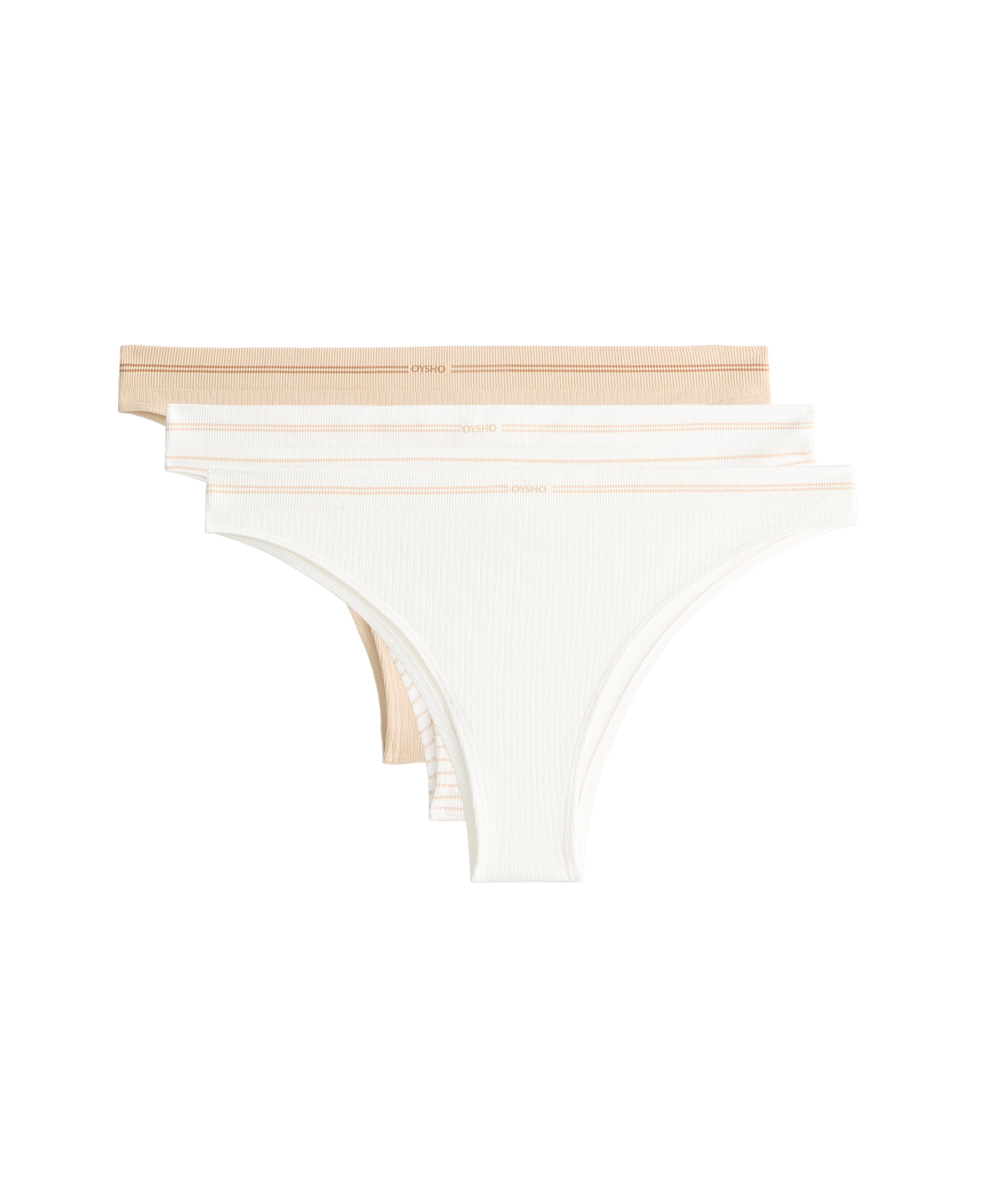 3 seamless ribbed polyamide blend Brazilian briefs — WHITE
