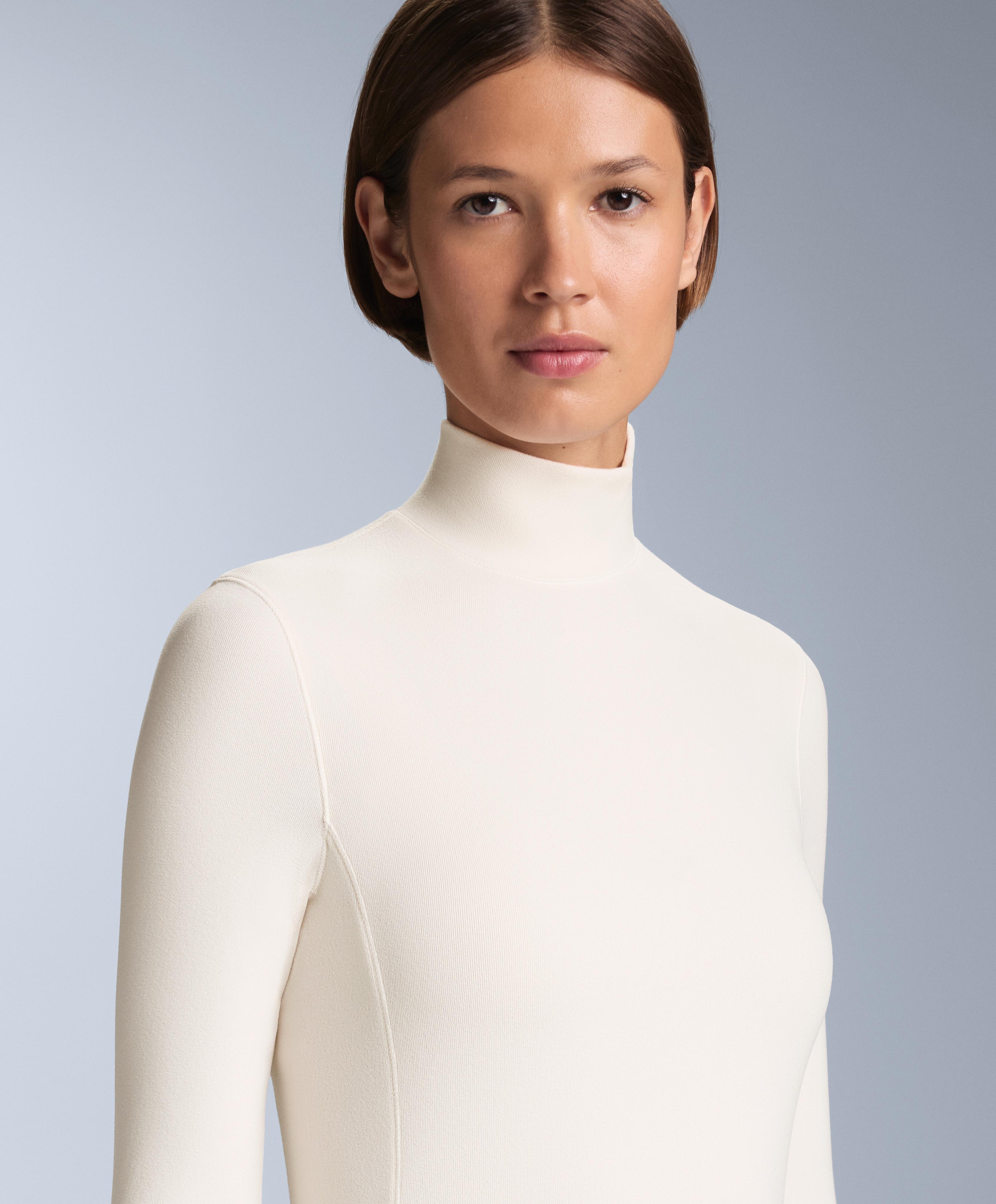 High-neck thermal base layer fleece top — PALE ECRU
