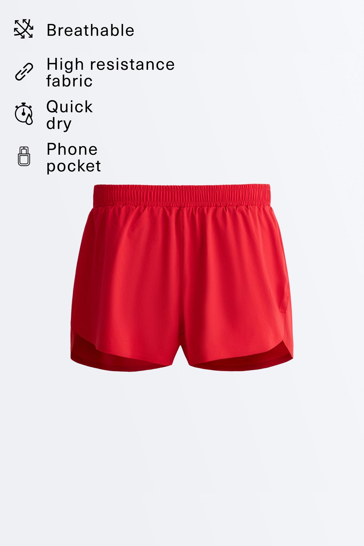 6cm low-rise technical shorts — STRONG RED