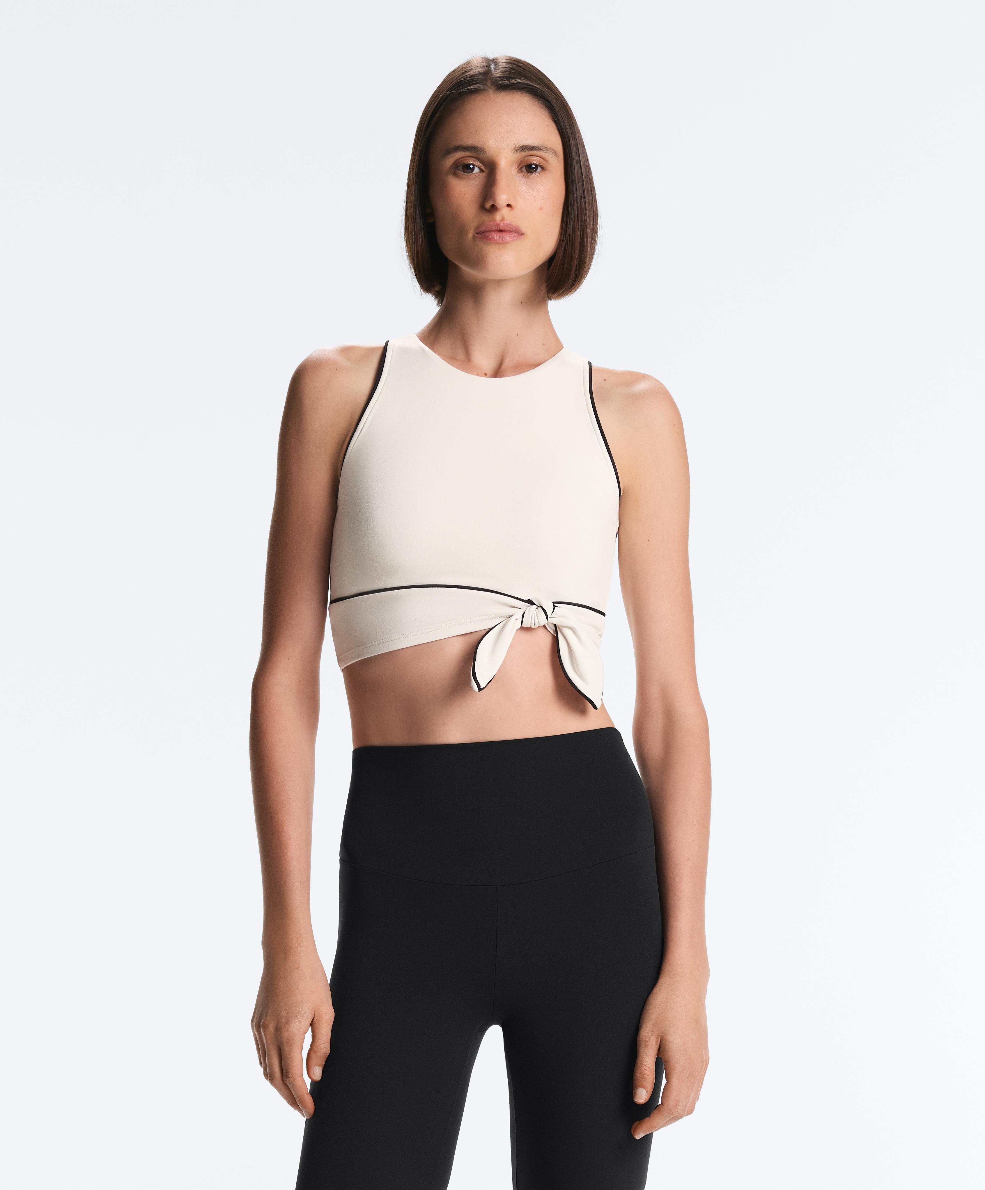 Comfortlux sleeveless tie tank top — PALE ECRU