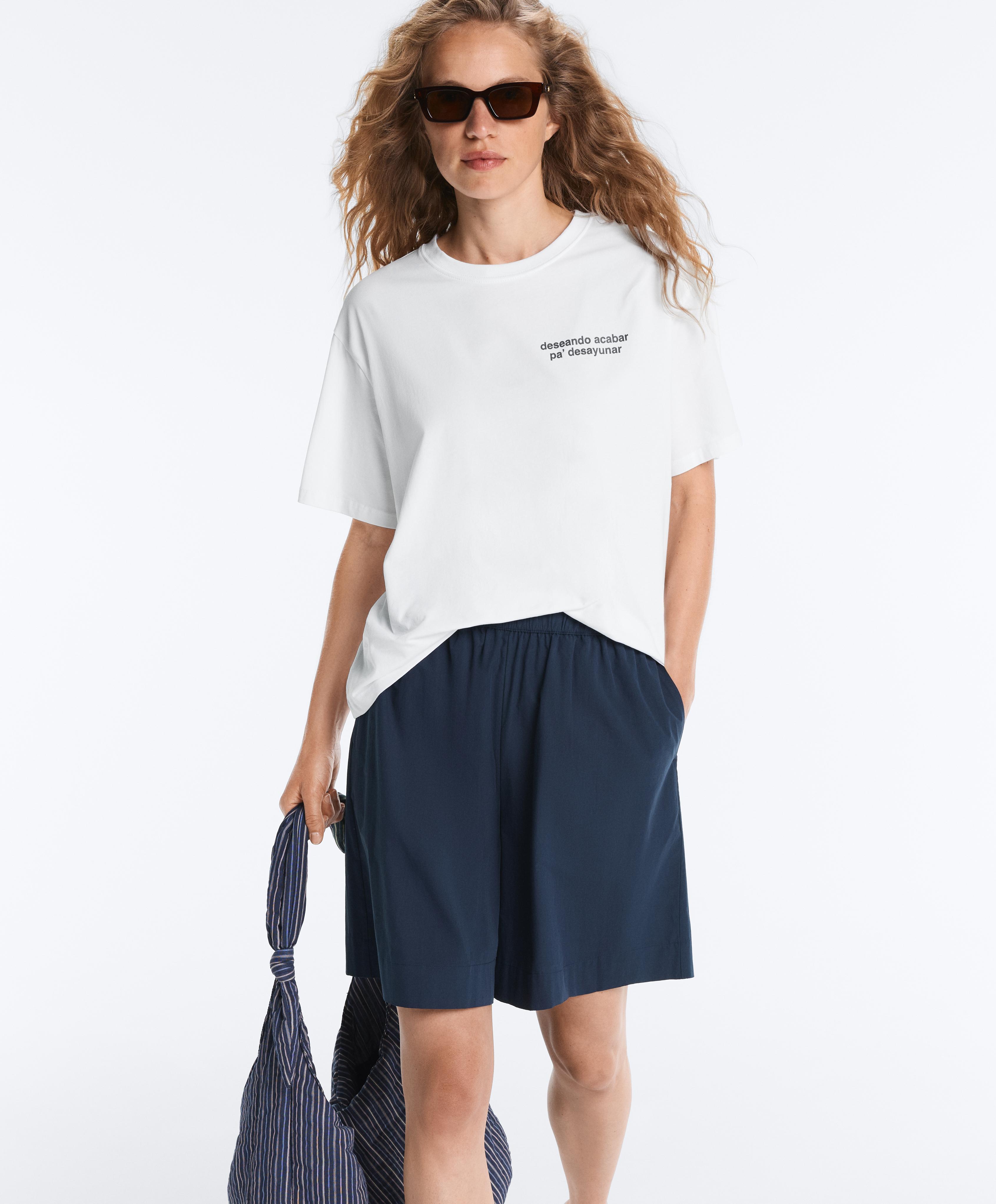 100% cotton Bermuda shorts — NAVY BLUE