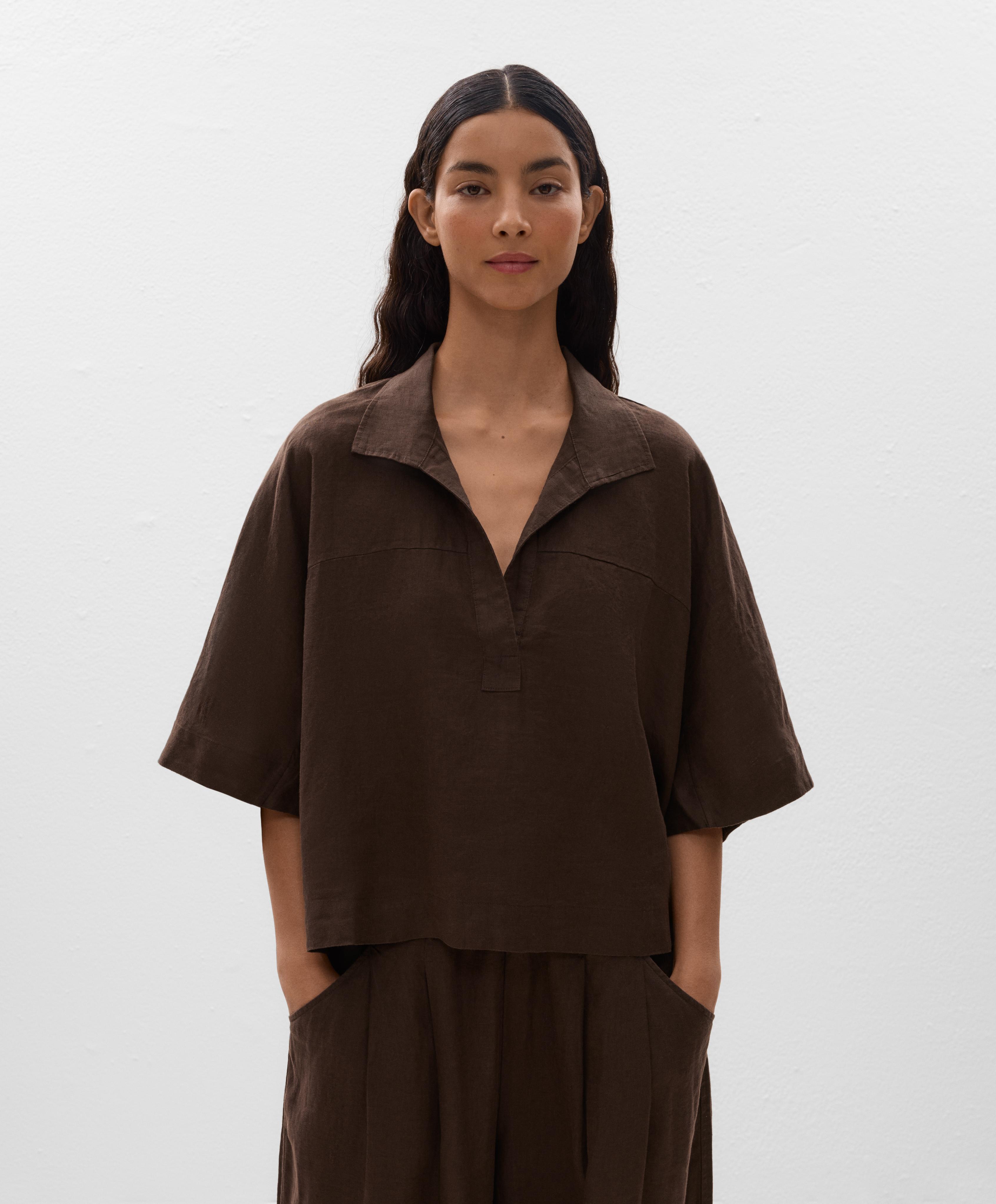 Oversize short-sleeved 100% linen shirt - Sale Oversize short-sleeved 100% linen shirt - Sale