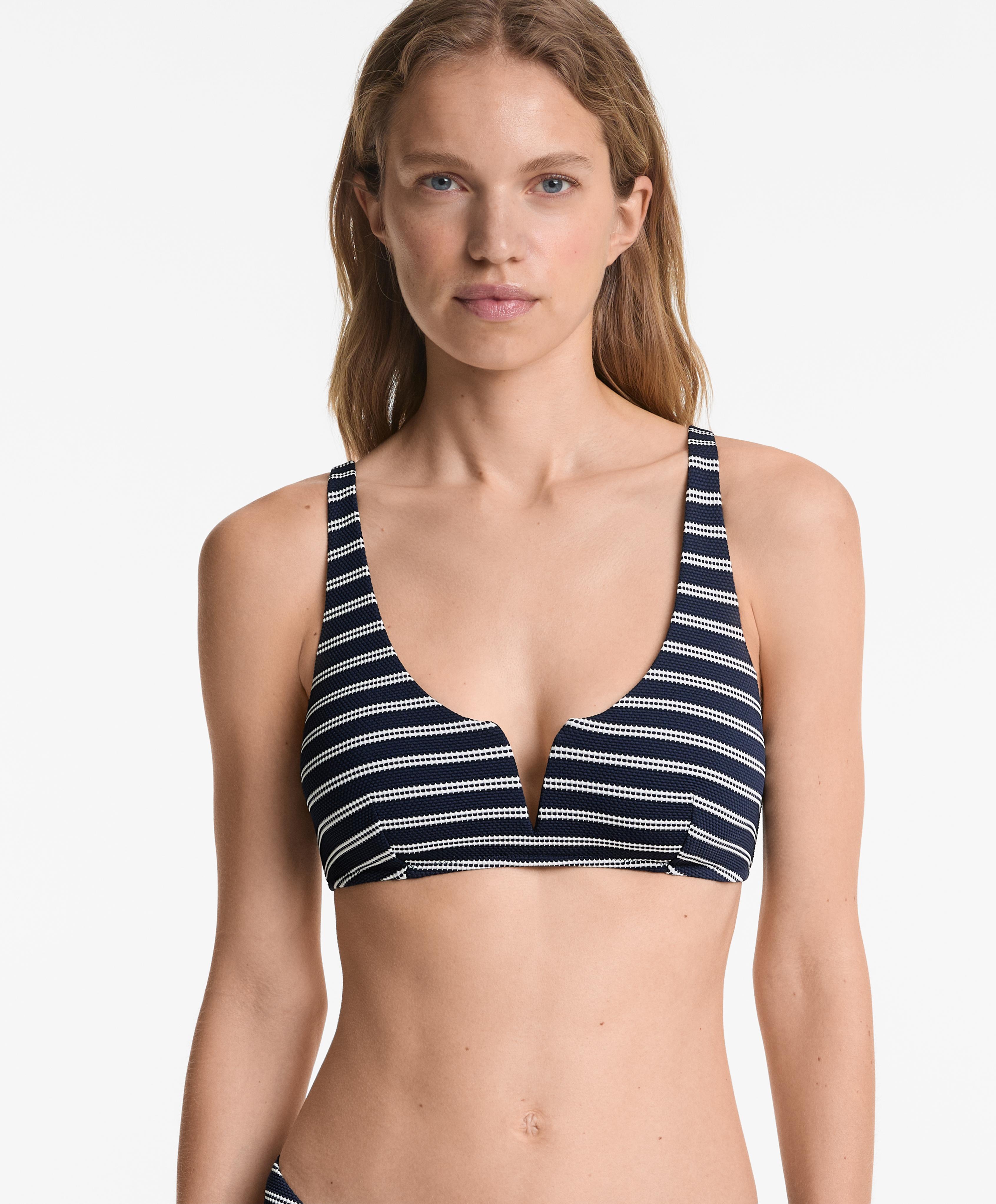 Striped halter bikini top