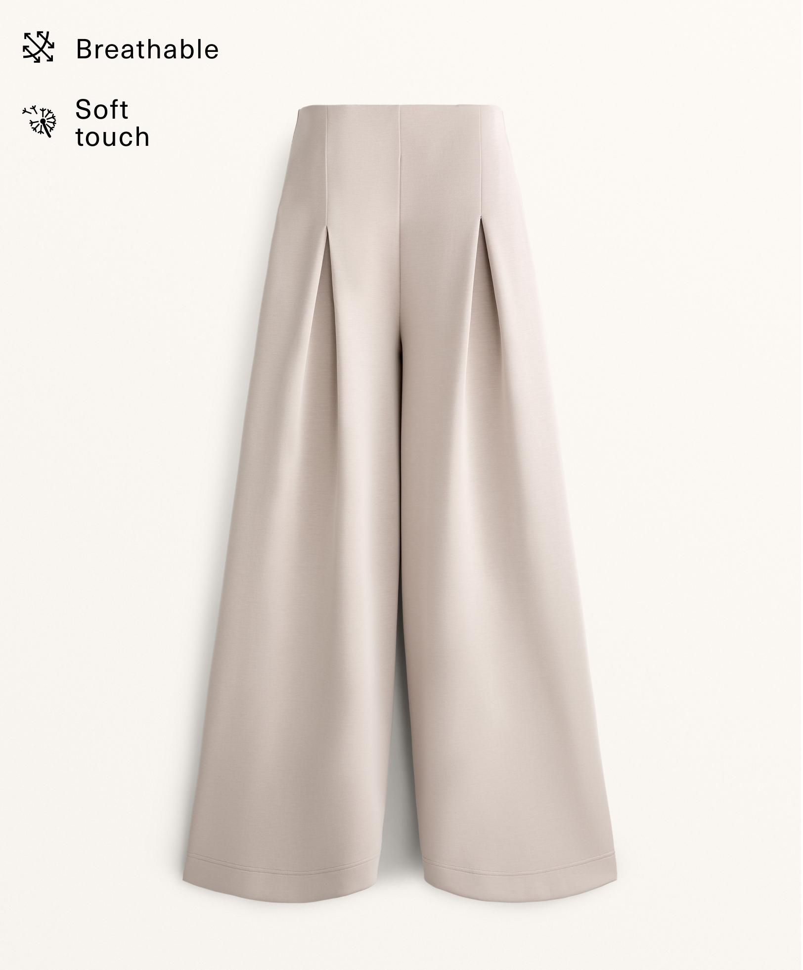 Pantaloni wide leg con pieghe e modal soft touch
