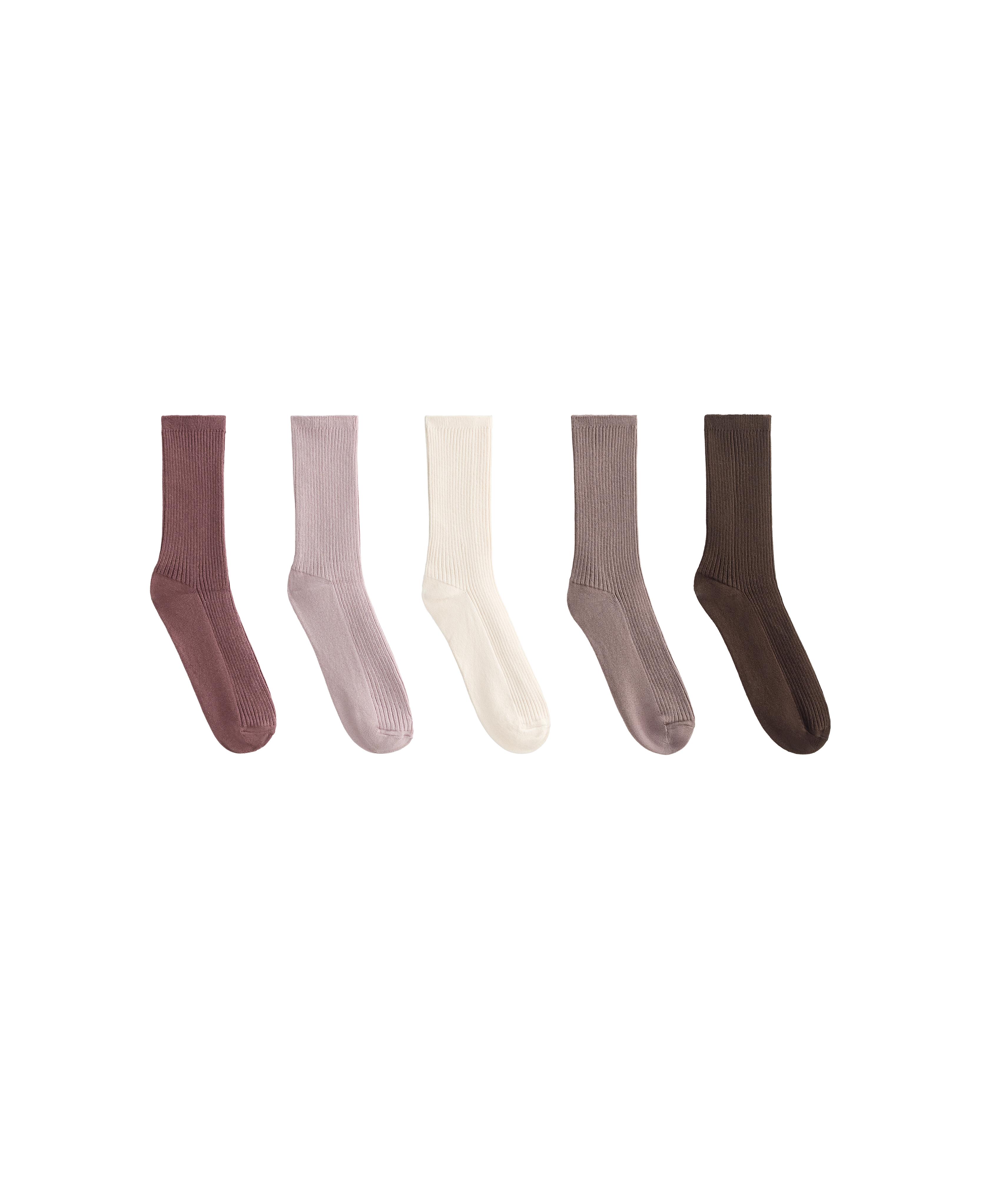 5 pairs of cotton blend classic socks — WASHED ROSE