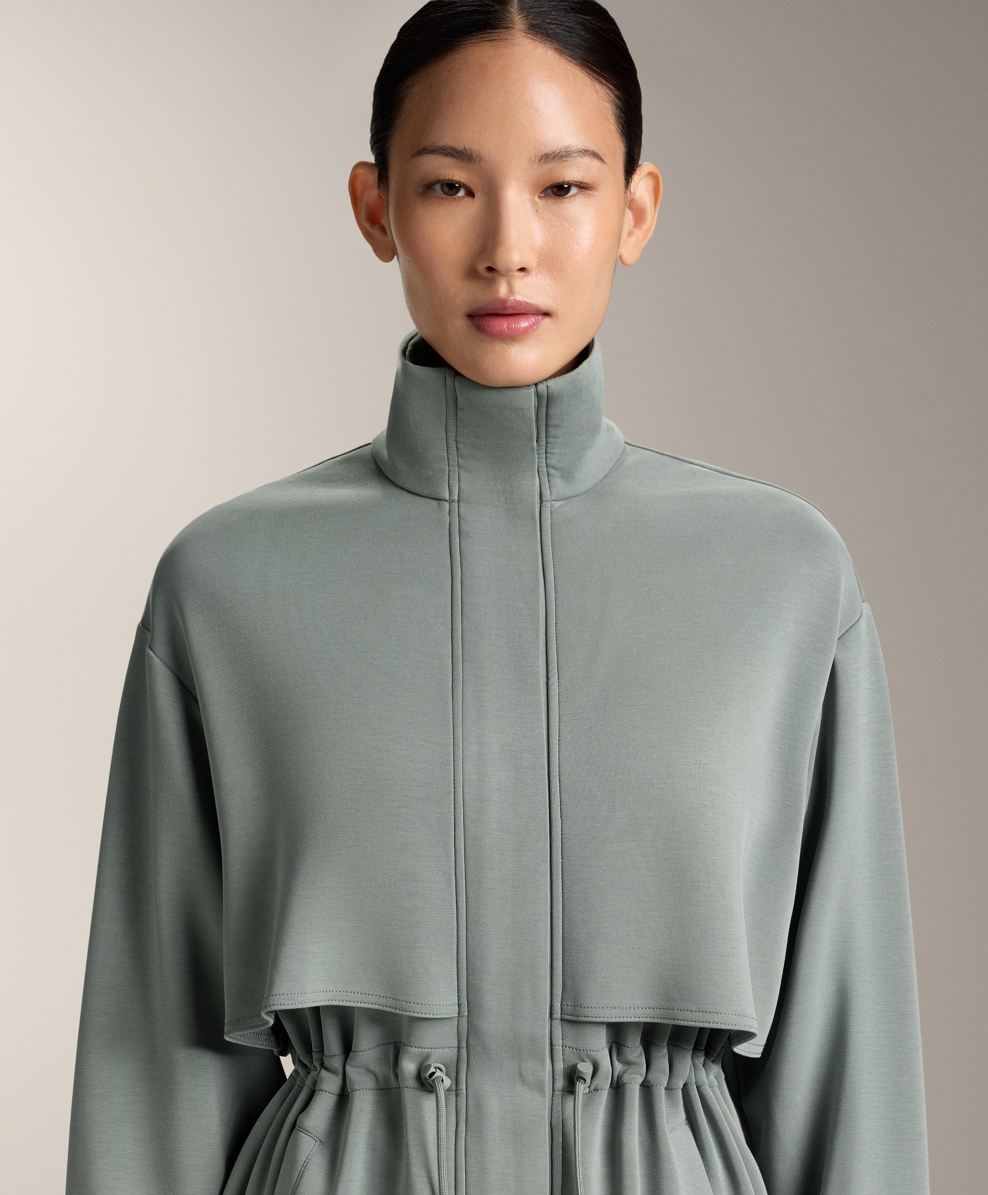 Long soft-touch jacket with modal and pockets