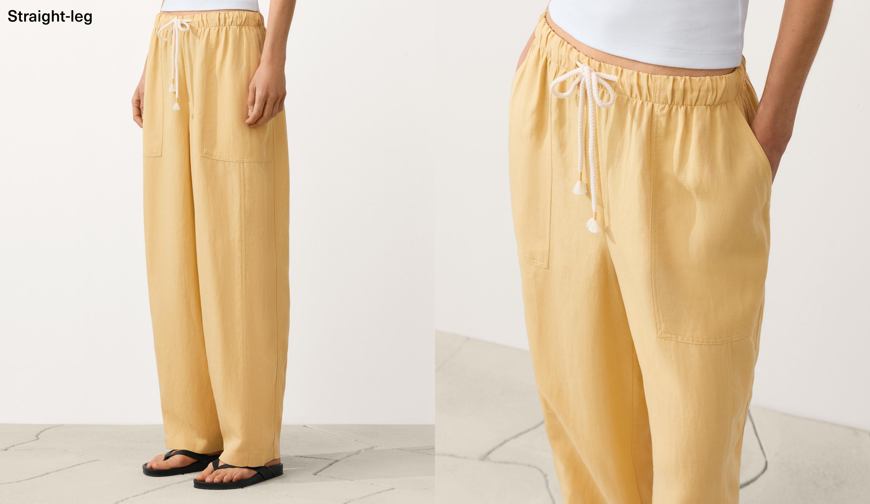 Lyocell blend and 24% linen straight trousers — MID-YELLOW