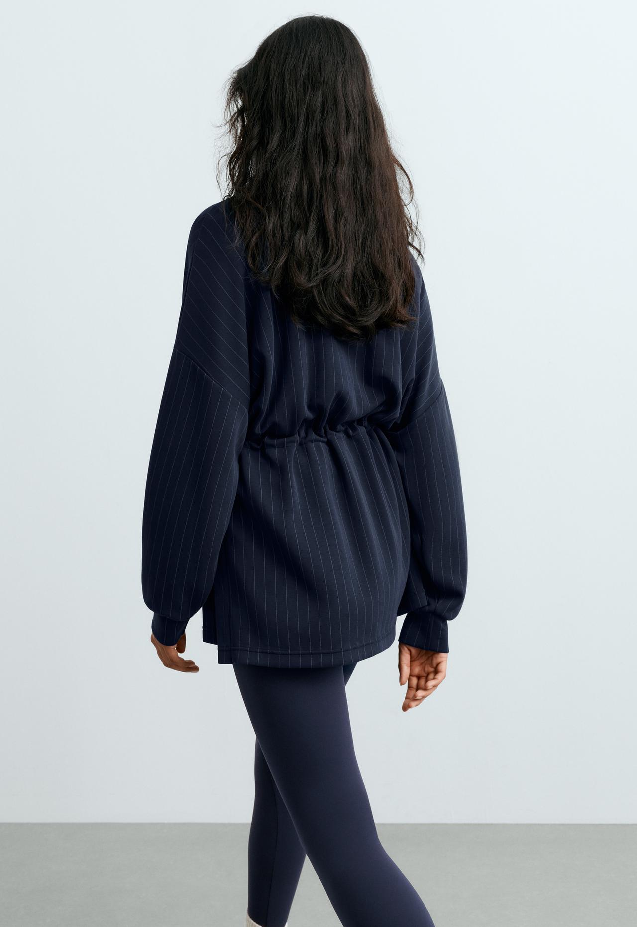 Long sweatshirt with modal pinstripe print — NAVY BLUE
