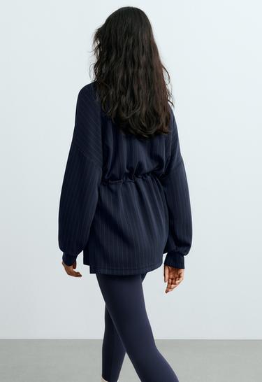 Long sweatshirt with modal pinstripe print — NAVY BLUE 6