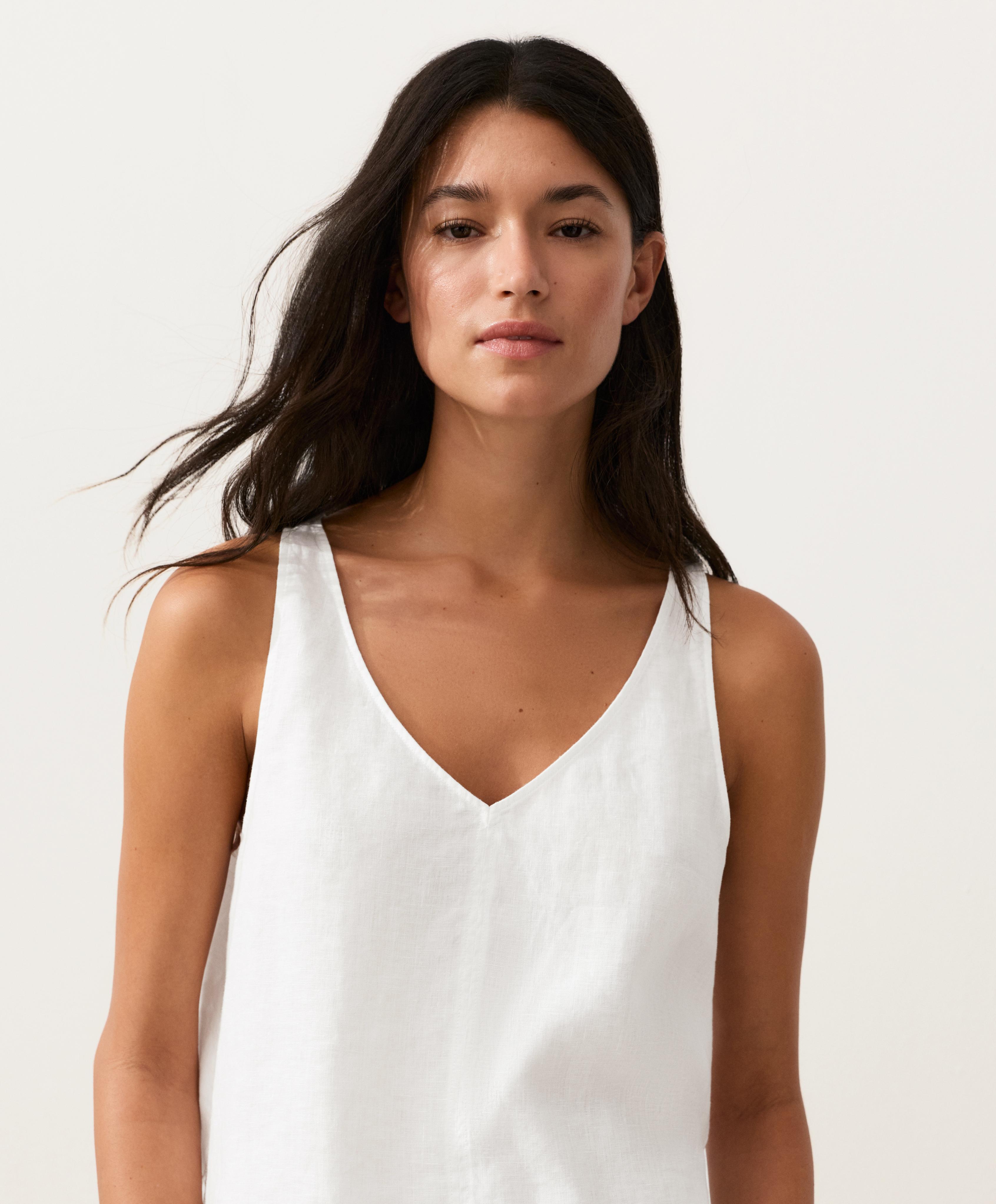 100% linen V-neck strap top