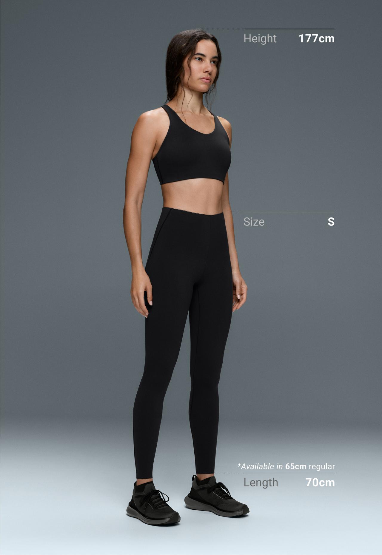 Ankle-length high rise Compressive core control leggings — BLACK