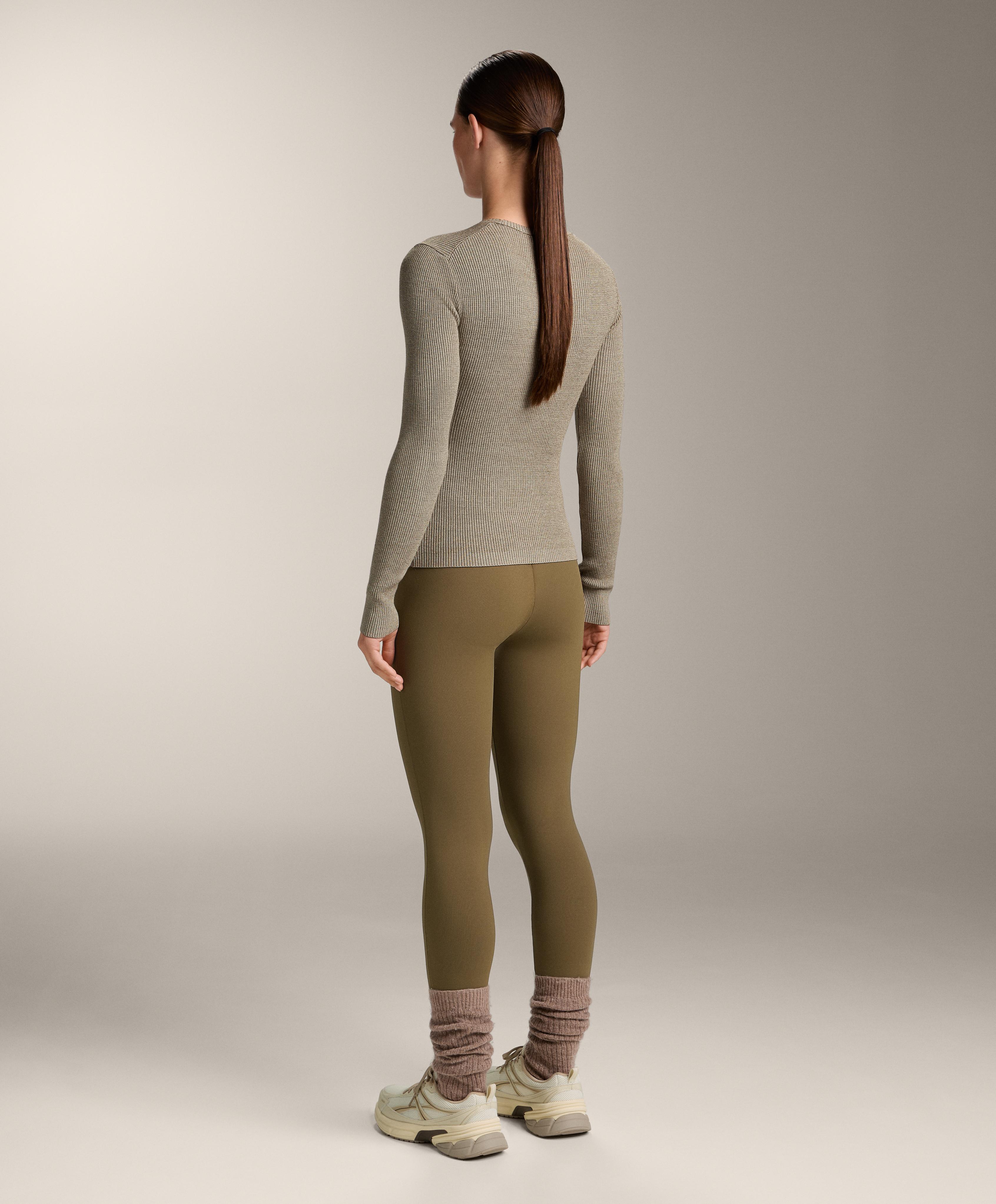 Textured knit base layer T-shirt — OLIVE GREEN