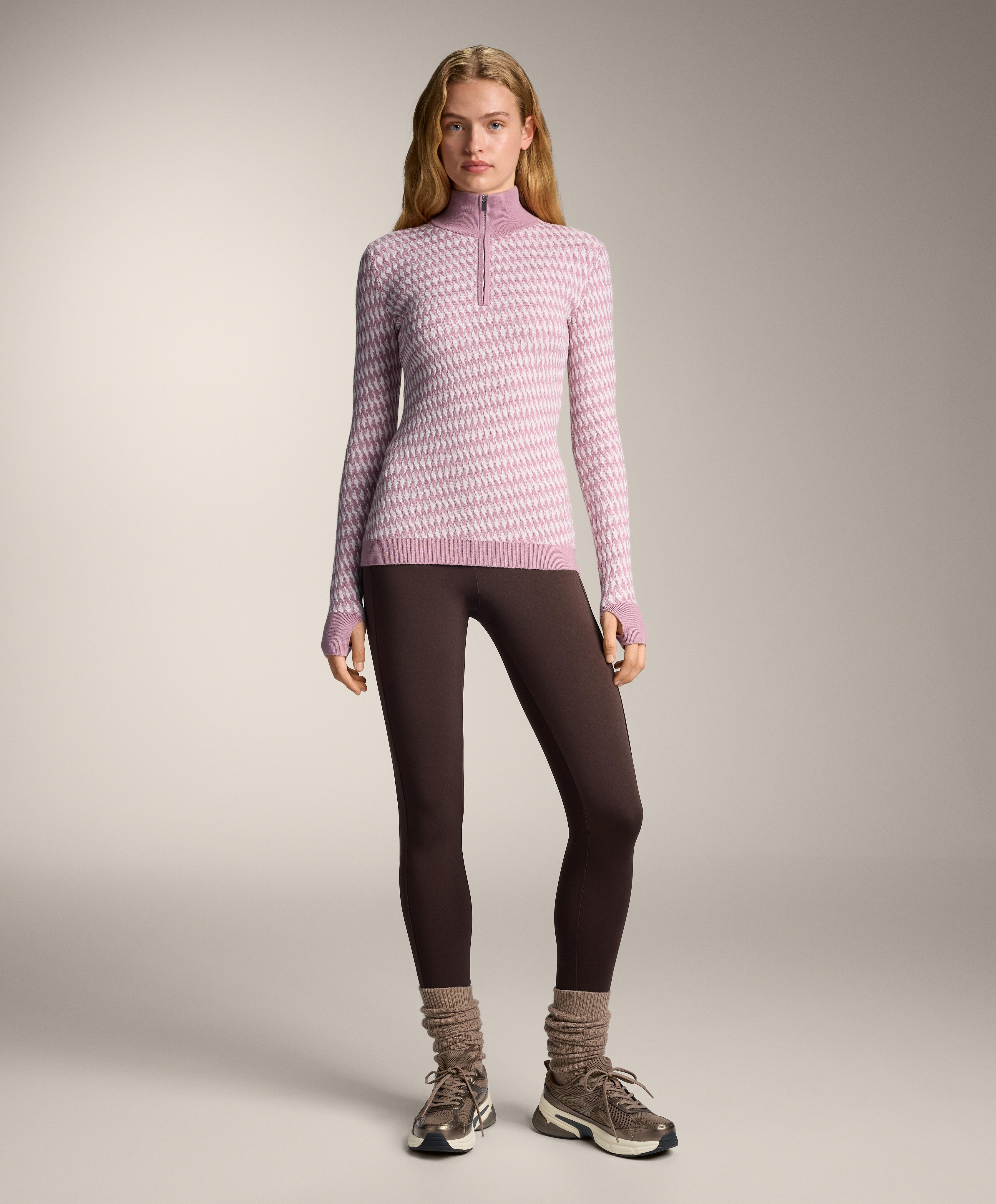 Geometric jacquard knit thermal base layer top Geometric jacquard knit thermal base layer top