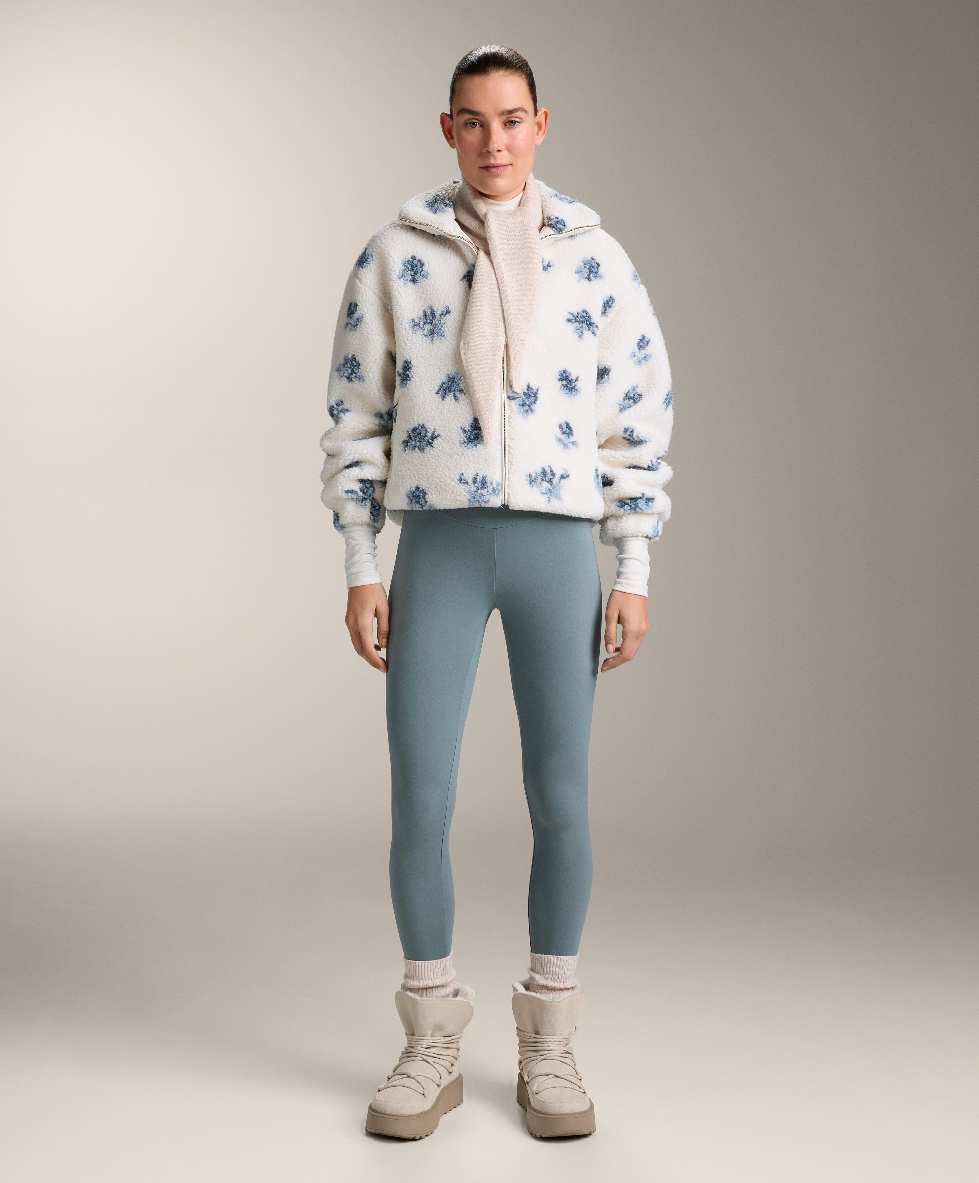 Floral faux-shearling jacket — DUSTY-BLUE