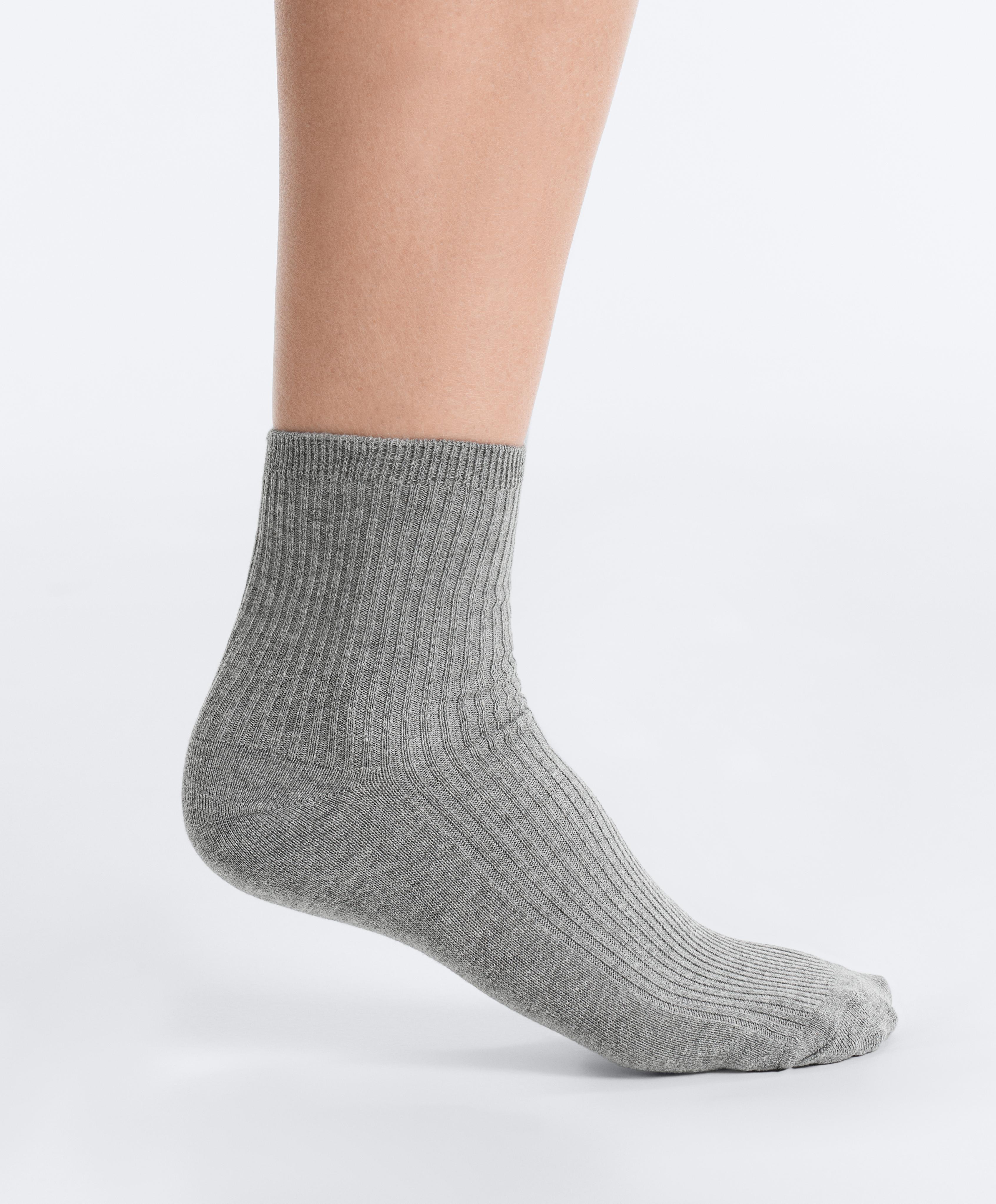 5 pairs of quarter socks with cotton — DARK GREY