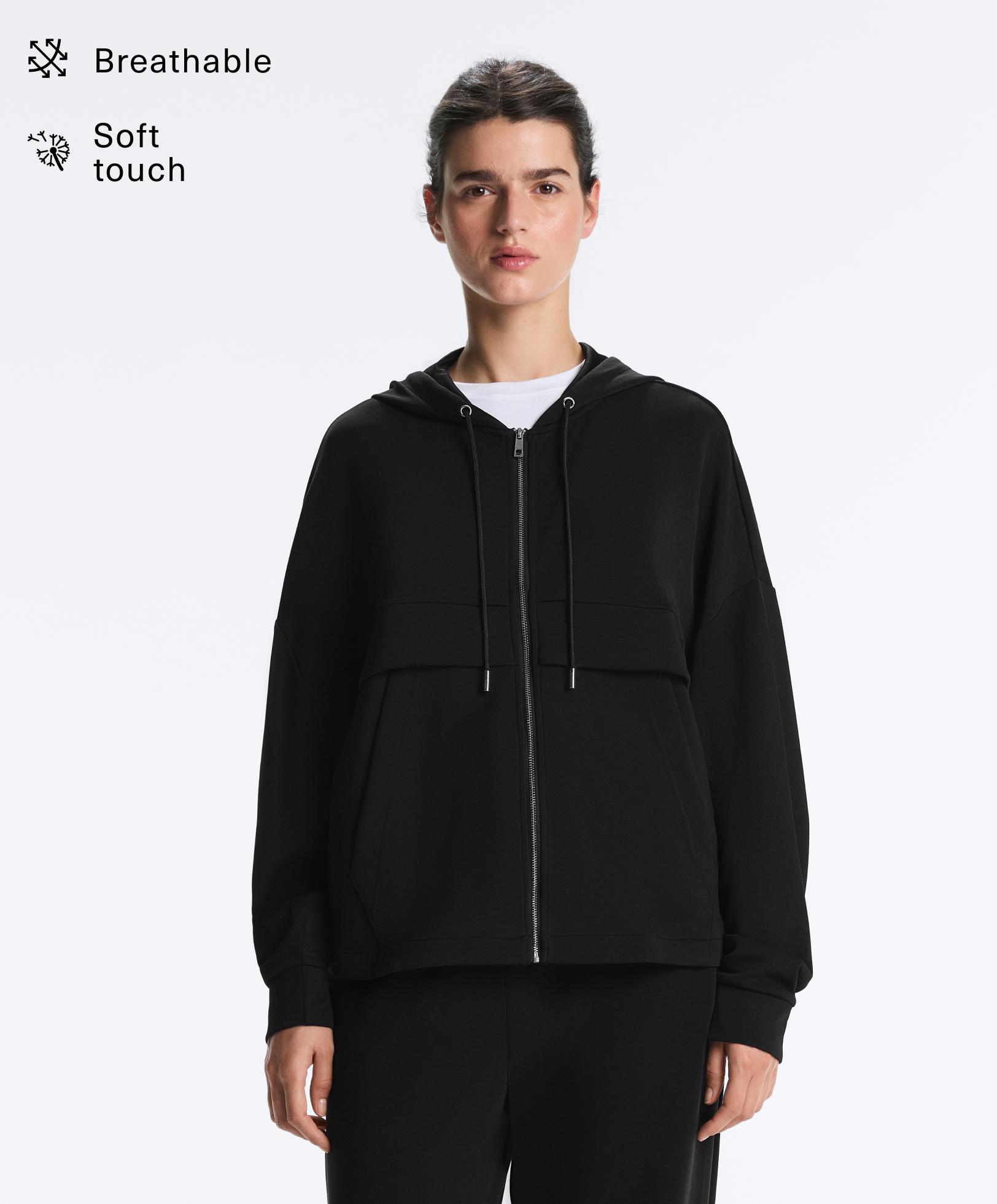 Sweatshirt mit Reißverschluss und weichem Modal