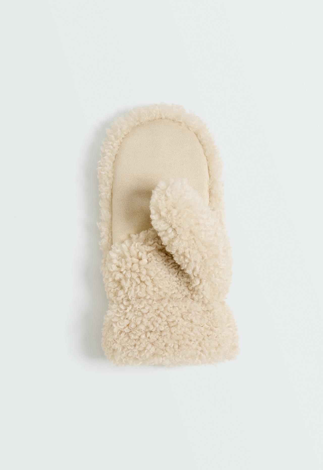 Faux-shearling-effect mittens — ECRU
