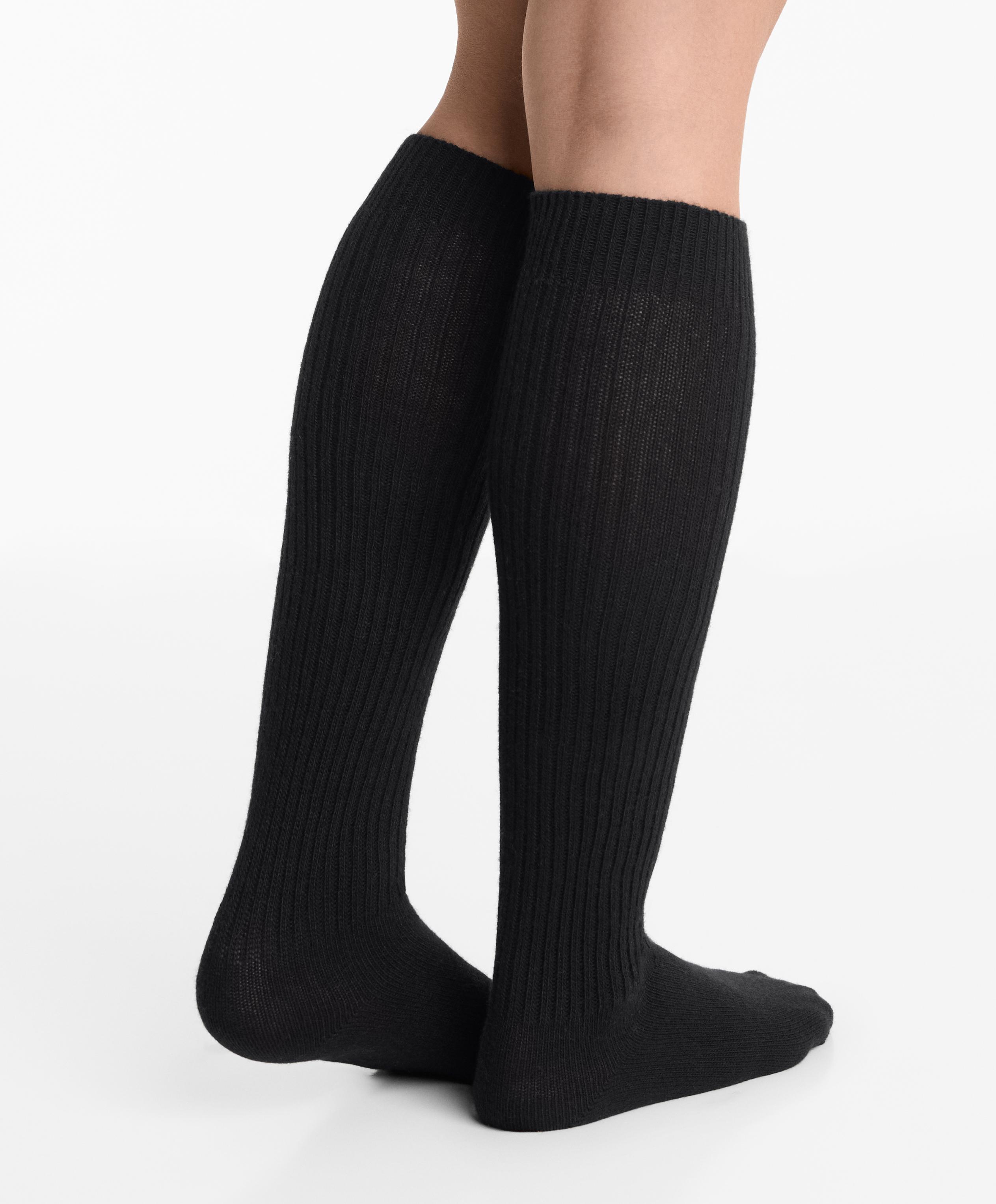 18% cashmere 13% wool long socks — BLACK