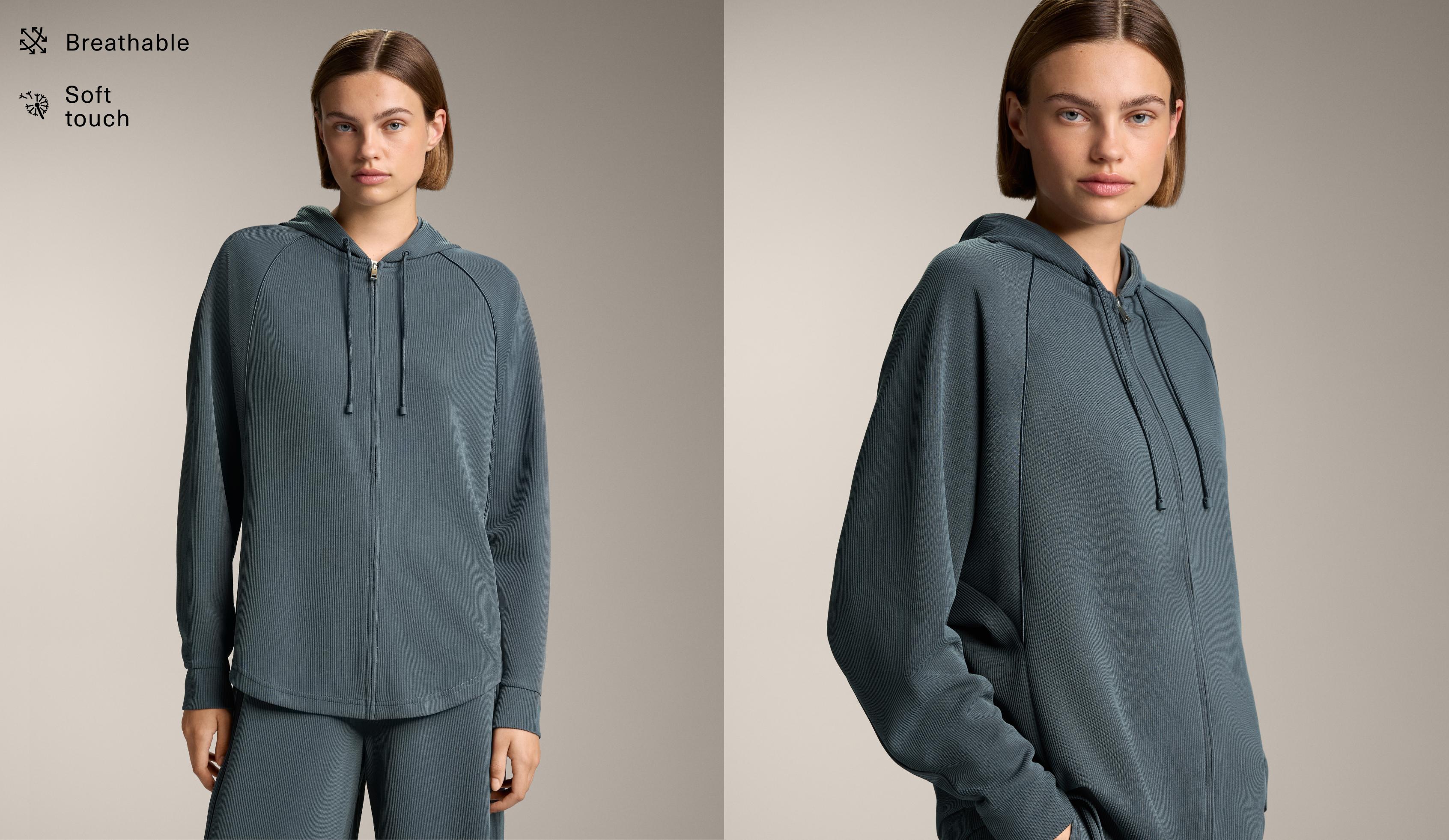 جاكيت مضلع بغطاء رأس مع 29% مودال - تخفيضات