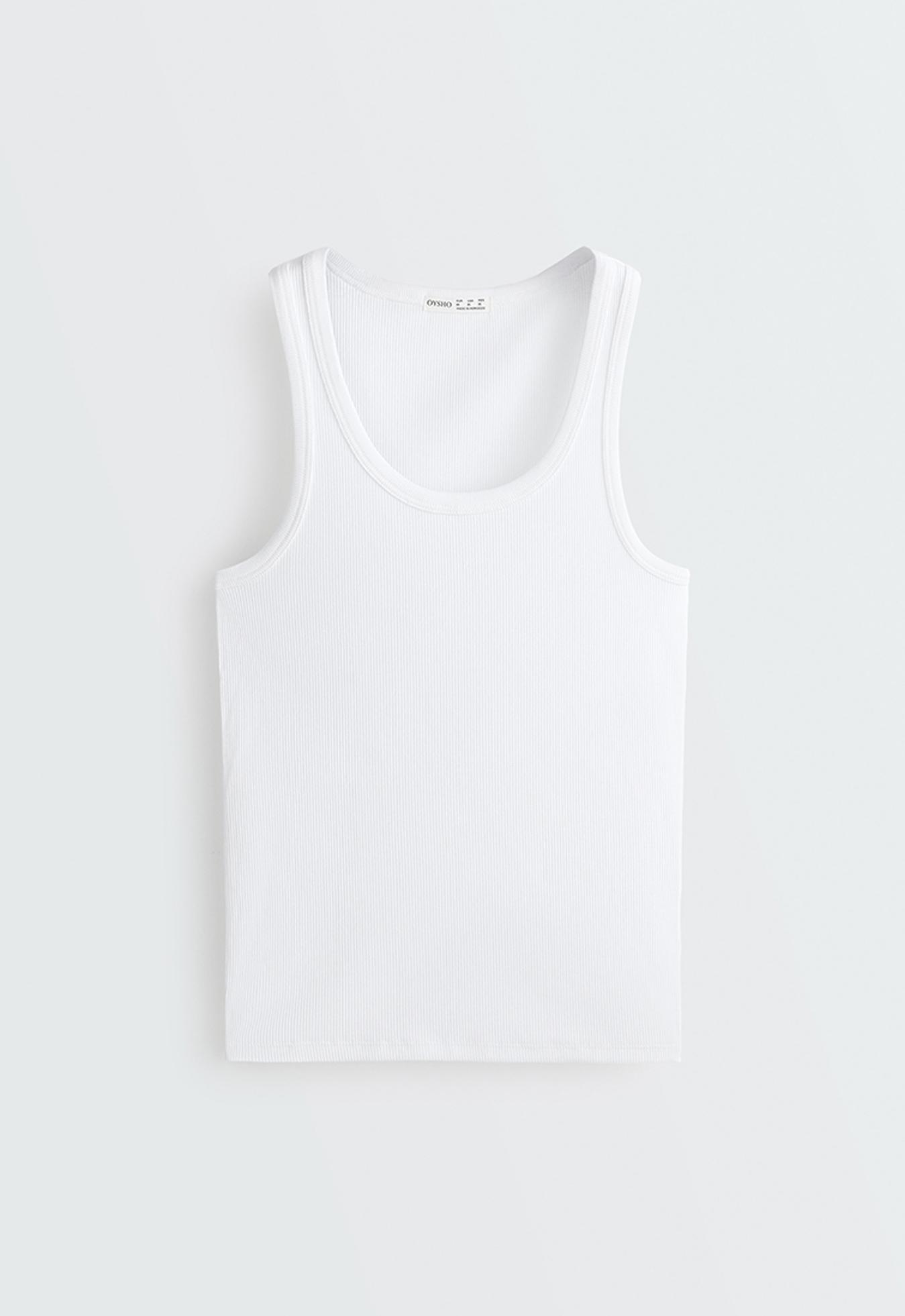 Slim-fit rib vest top with cotton and modal — WHITE