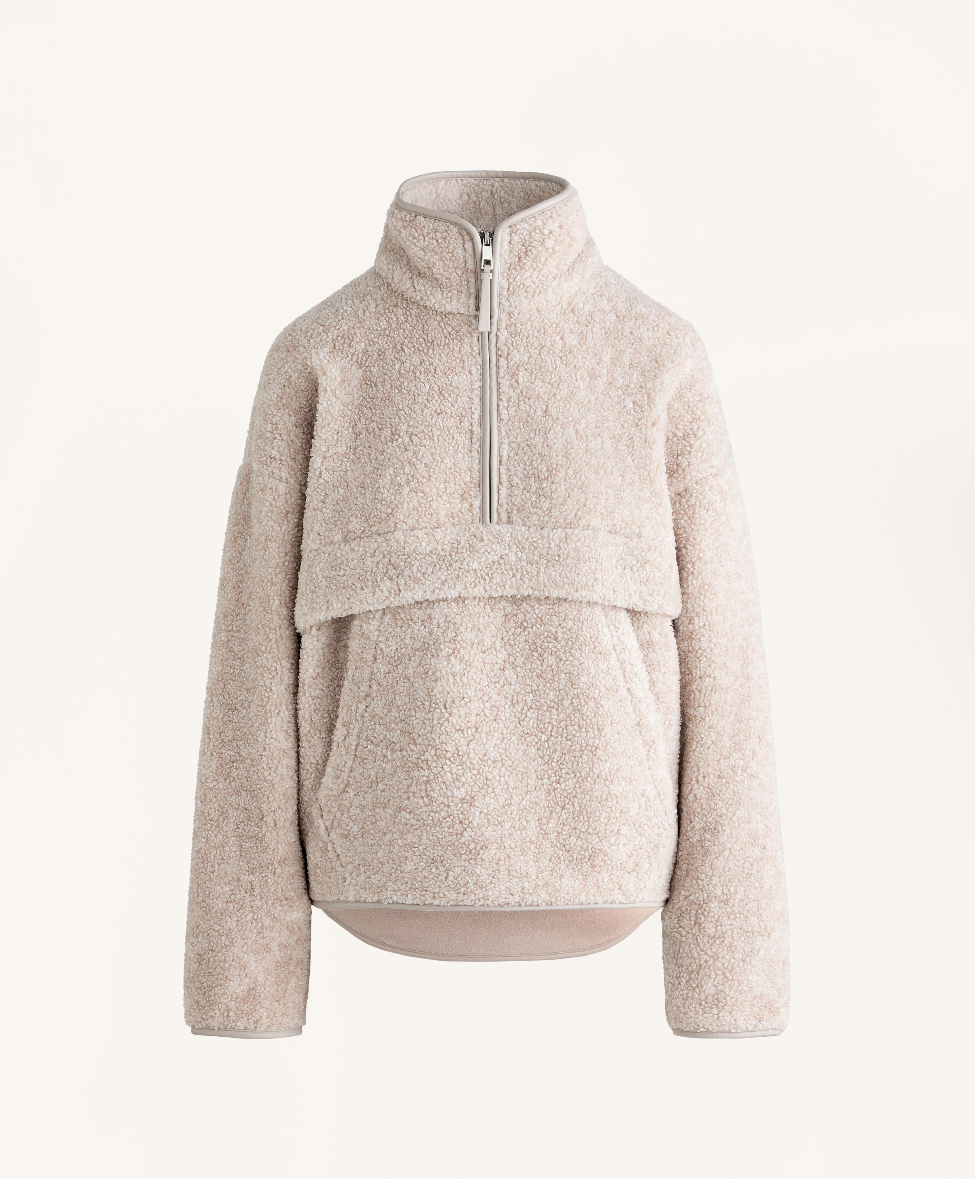 Faux-shearling sweatshirt with front pocket — PALE ASPHALT