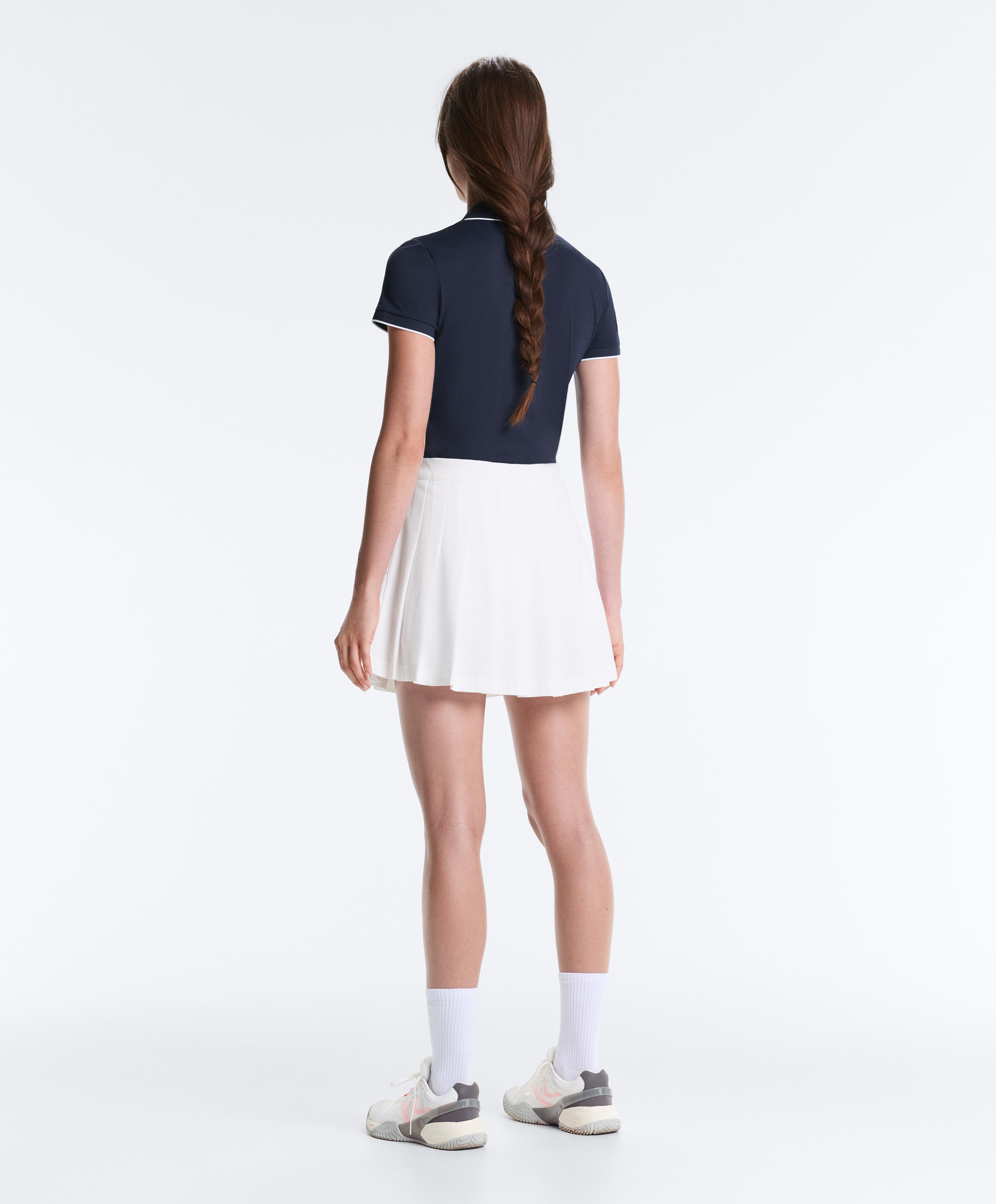 Cotton piqué pleated mini skirt — WHITE