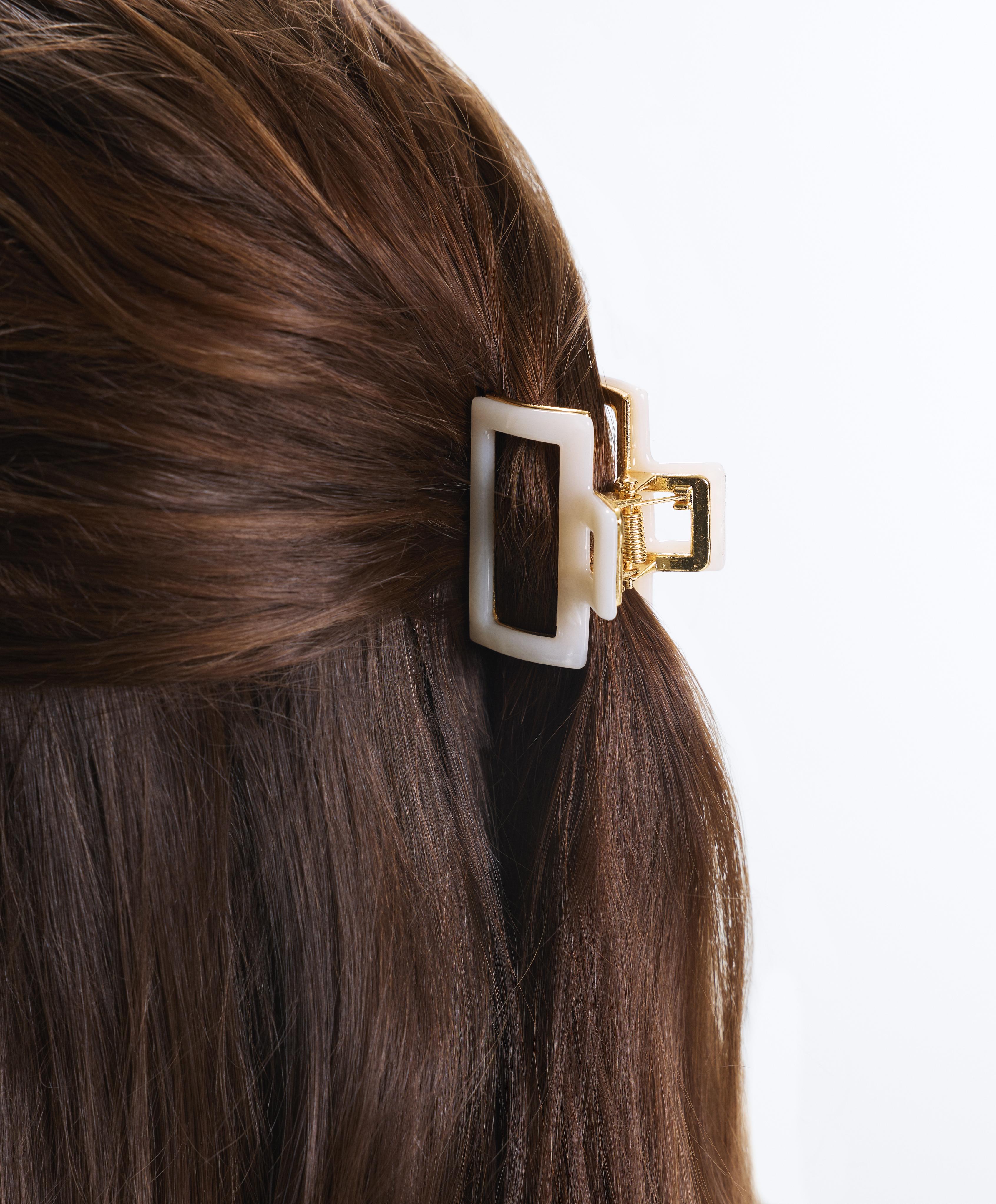 2 square metallic hair clips — QUARTZ