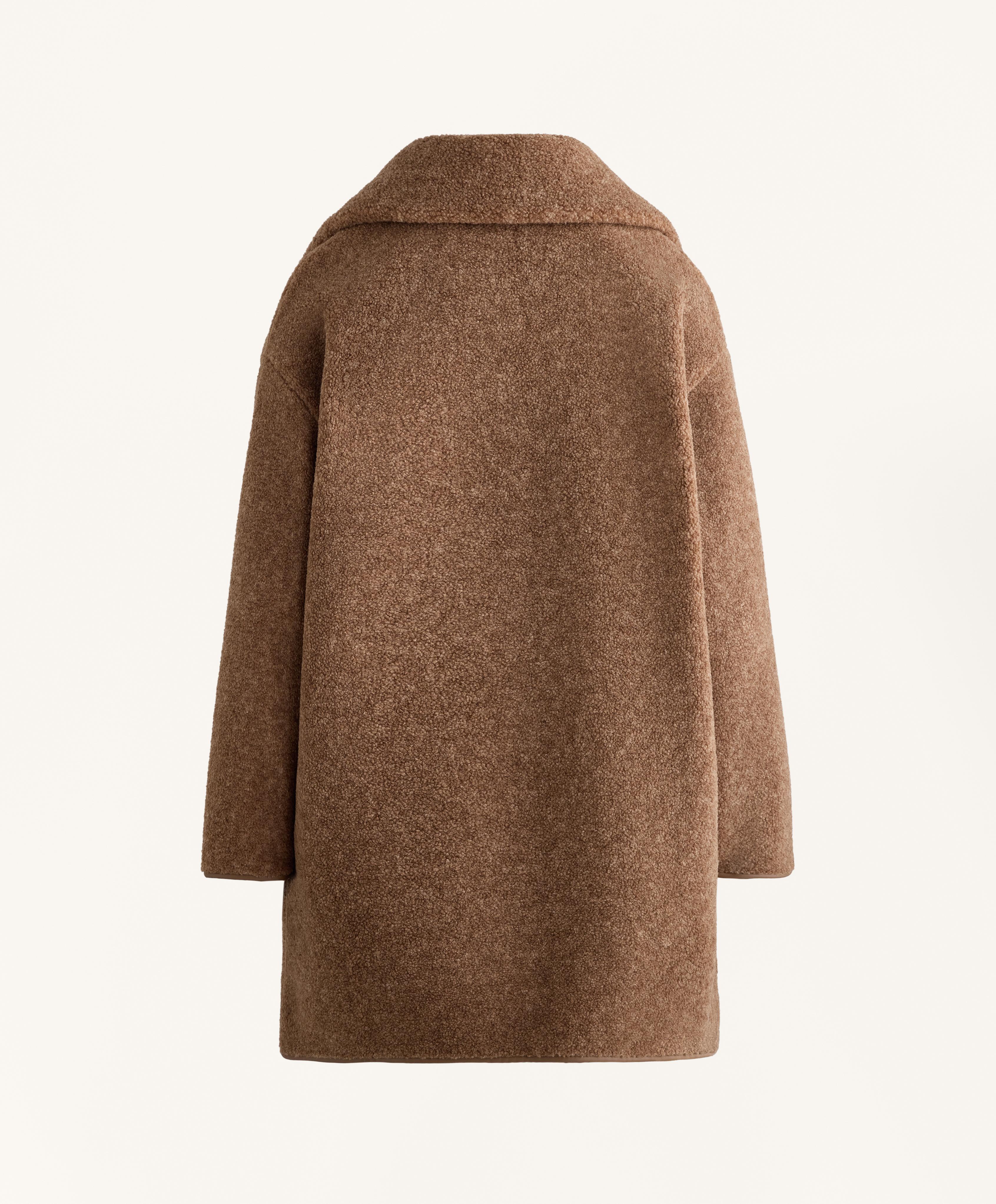 Long faux-shearling jacket — TAN MELANGE