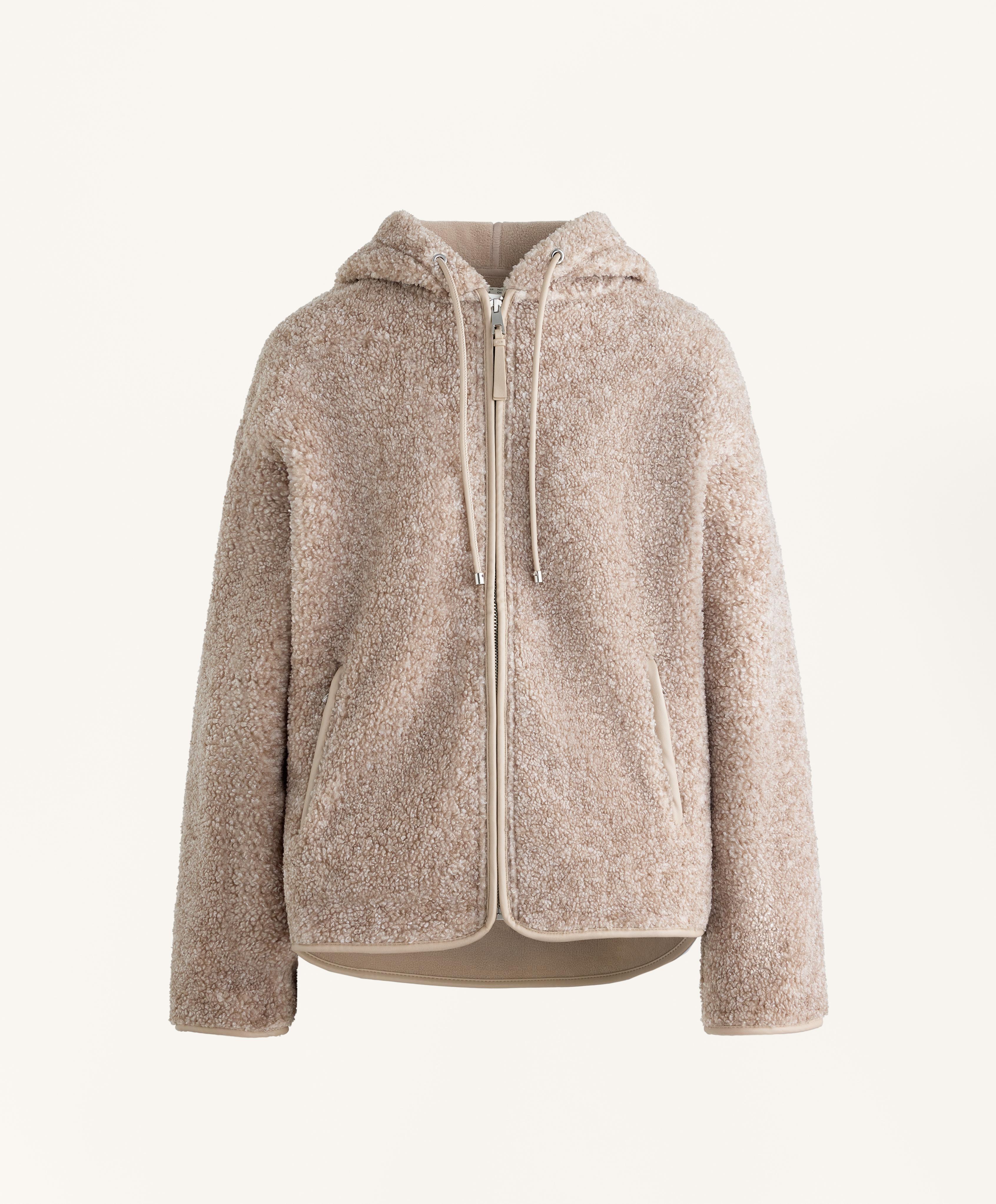 Faux-shearling hooded jacket — MINK MELANGE