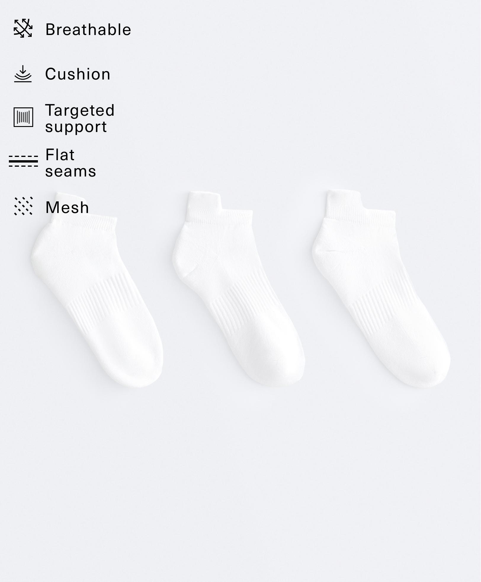 3&nbsp;paires de chaussettes sneaker avec languette en mélange de coton pour le sport