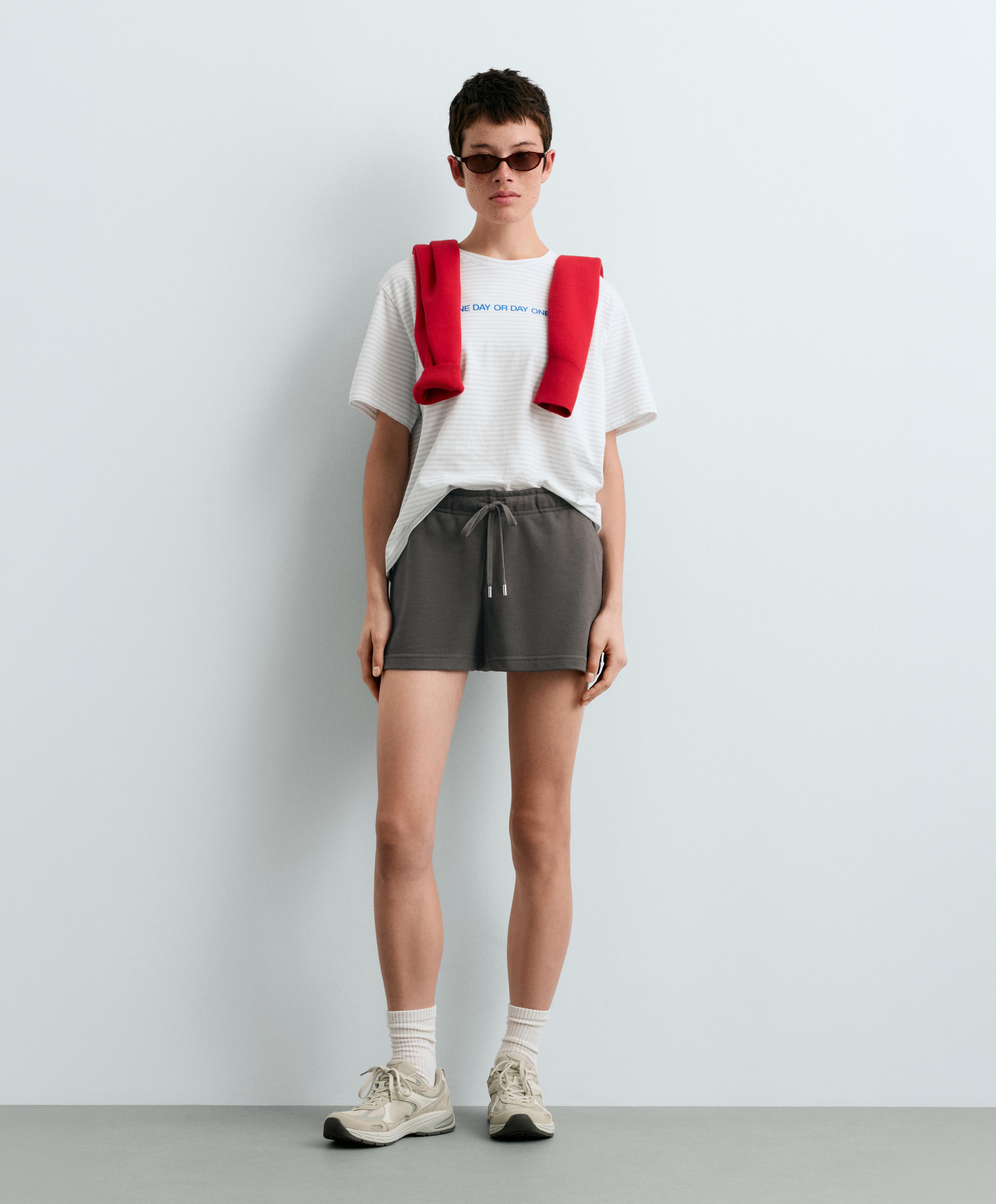 Cotton blend fleece shorts — ANTHRACITE