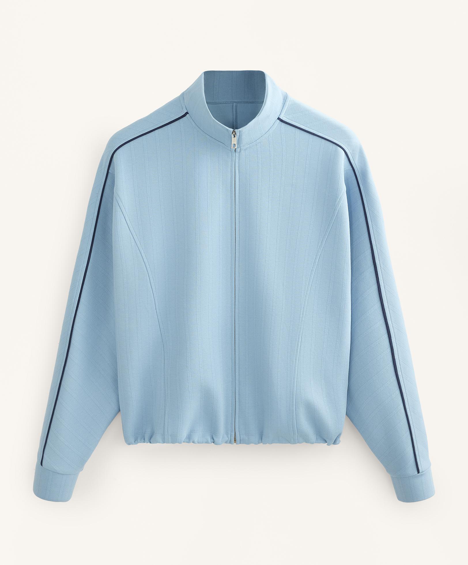 Piqué jacket with side piping and cotton — SKY BLUE