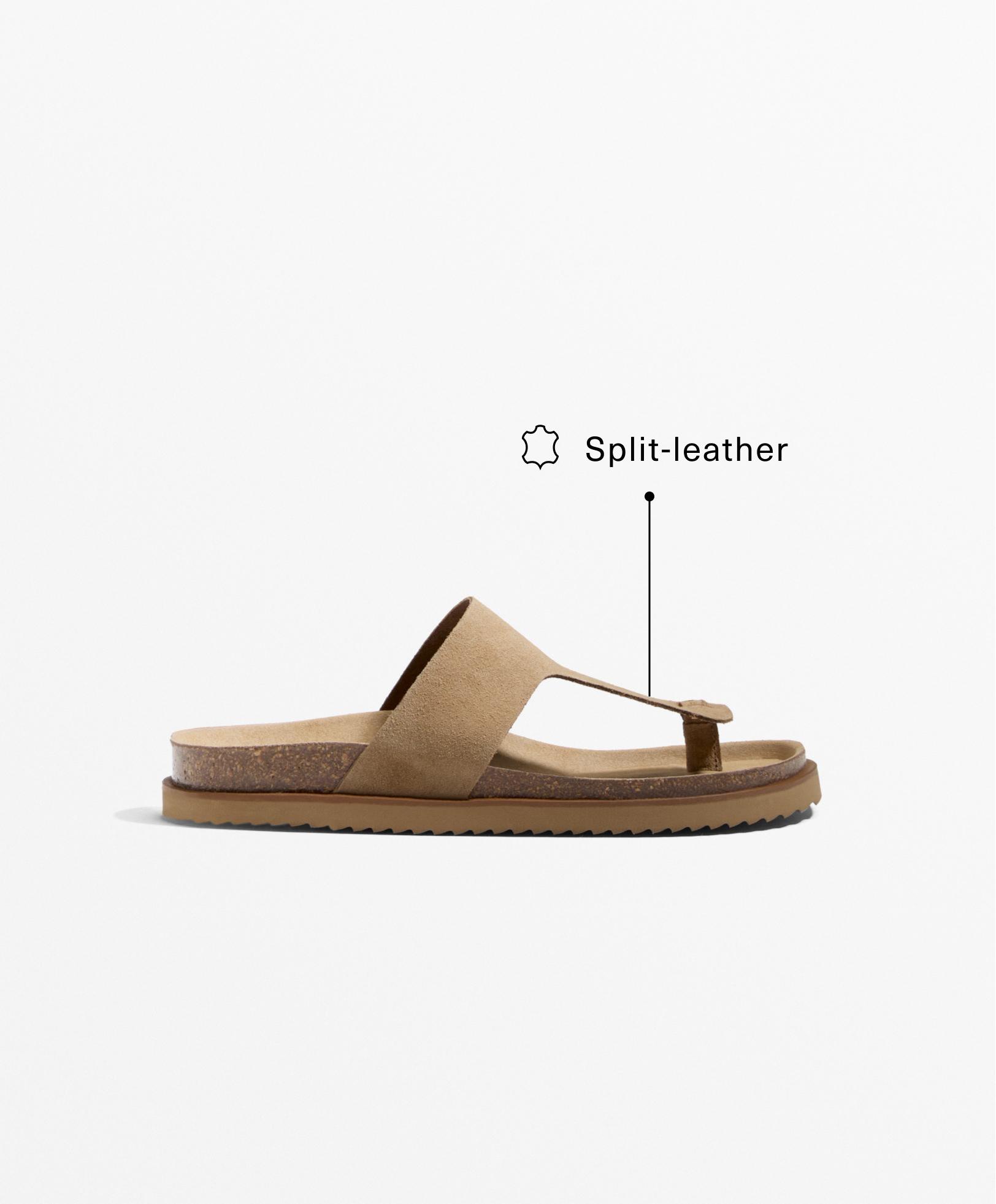 T-cut split-leather sandals