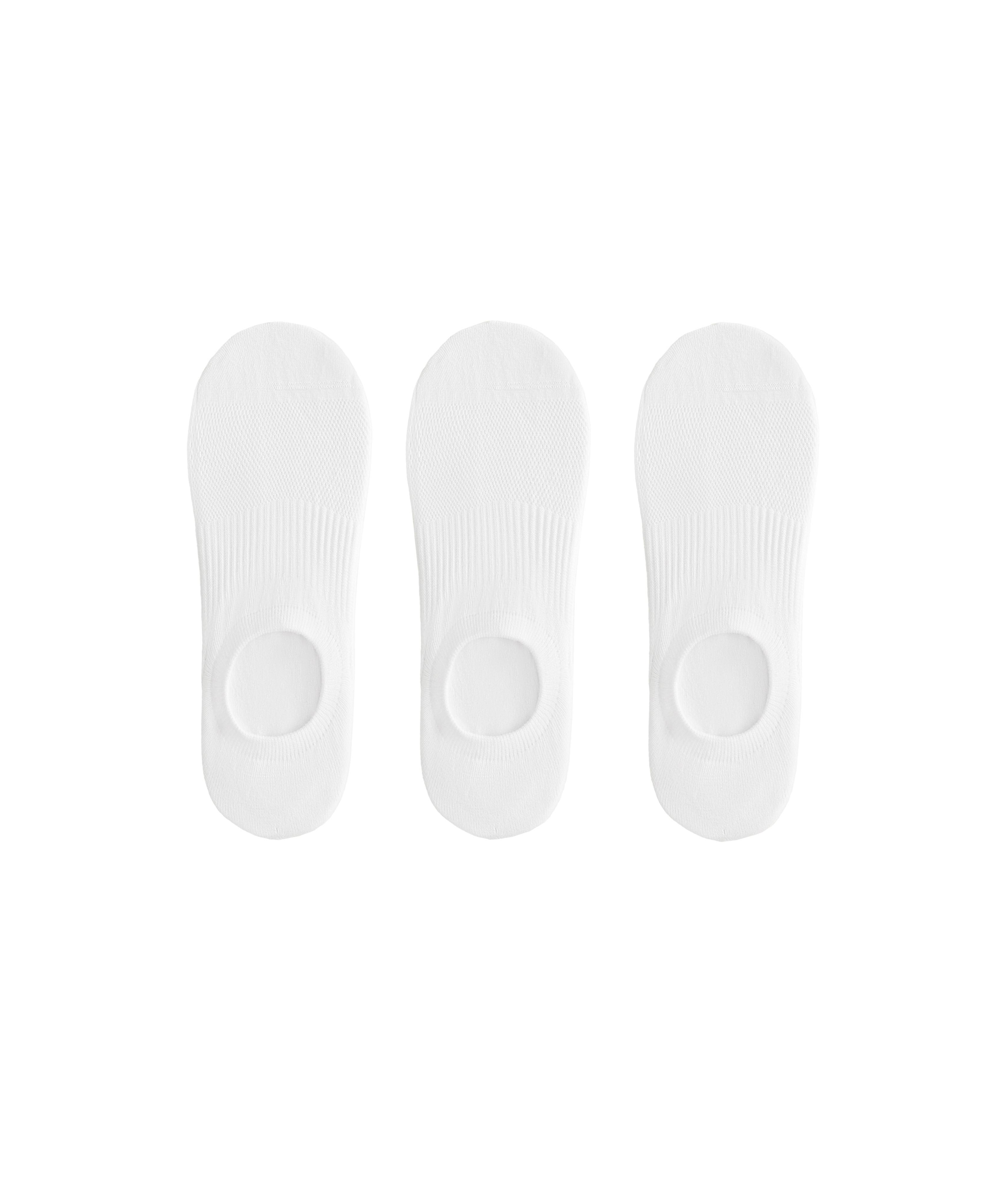 3 pairs of high-cut cotton blend invisible sports socks — WHITE