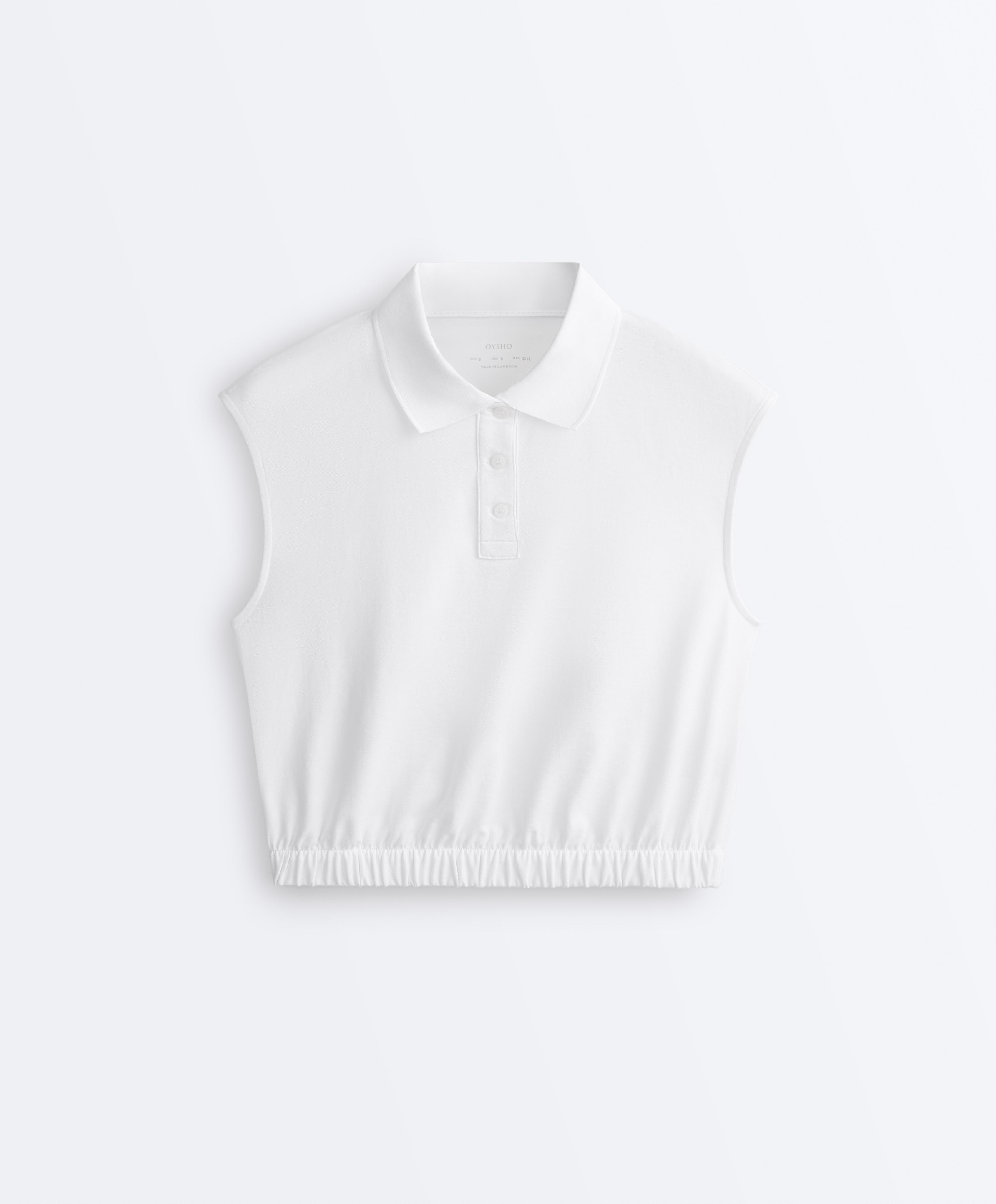 Sleeveless piqué cotton polo shirt