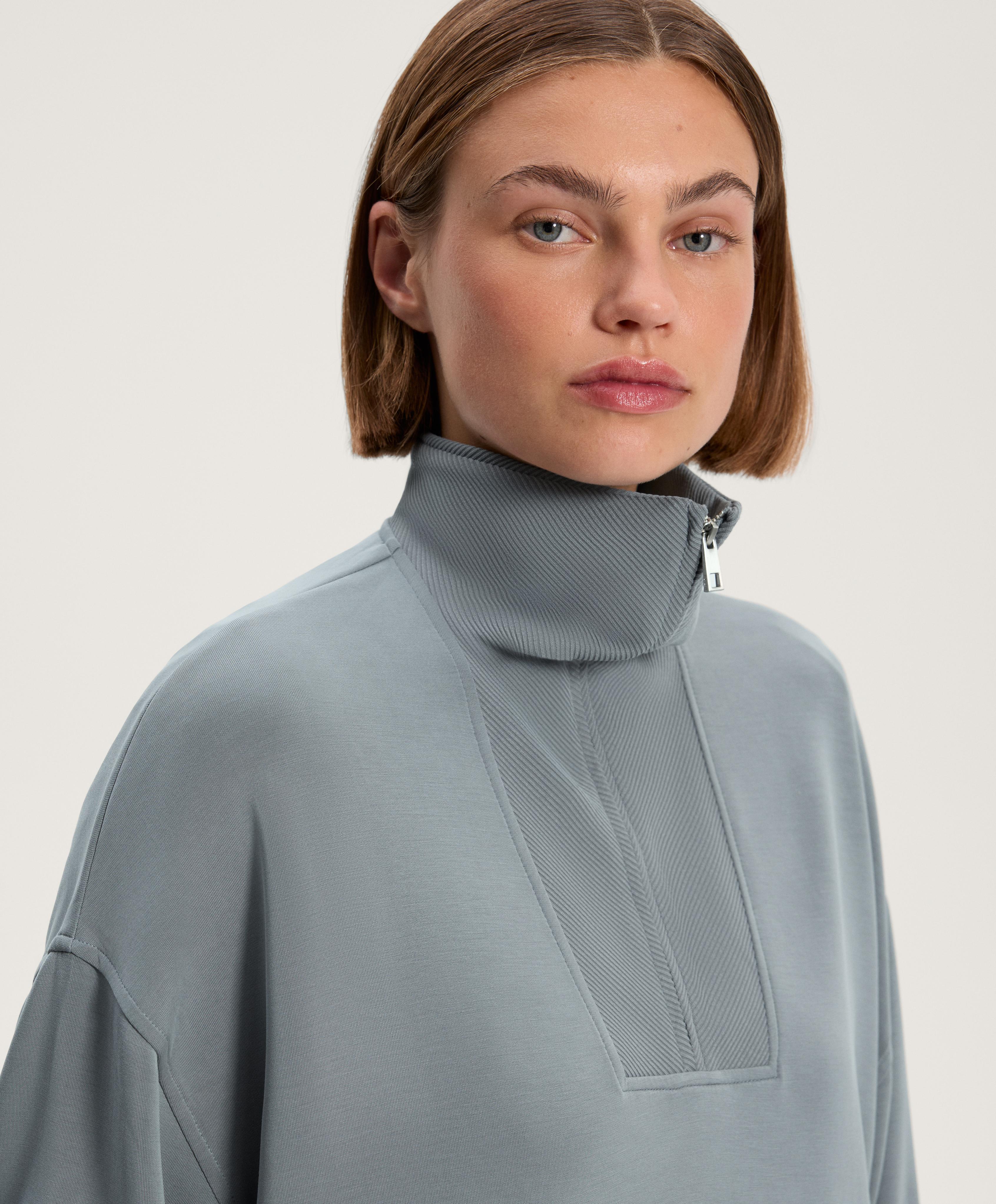 Sweat long col montant en modal au toucher doux - Soldes Sweat long col montant en modal au toucher doux - Soldes